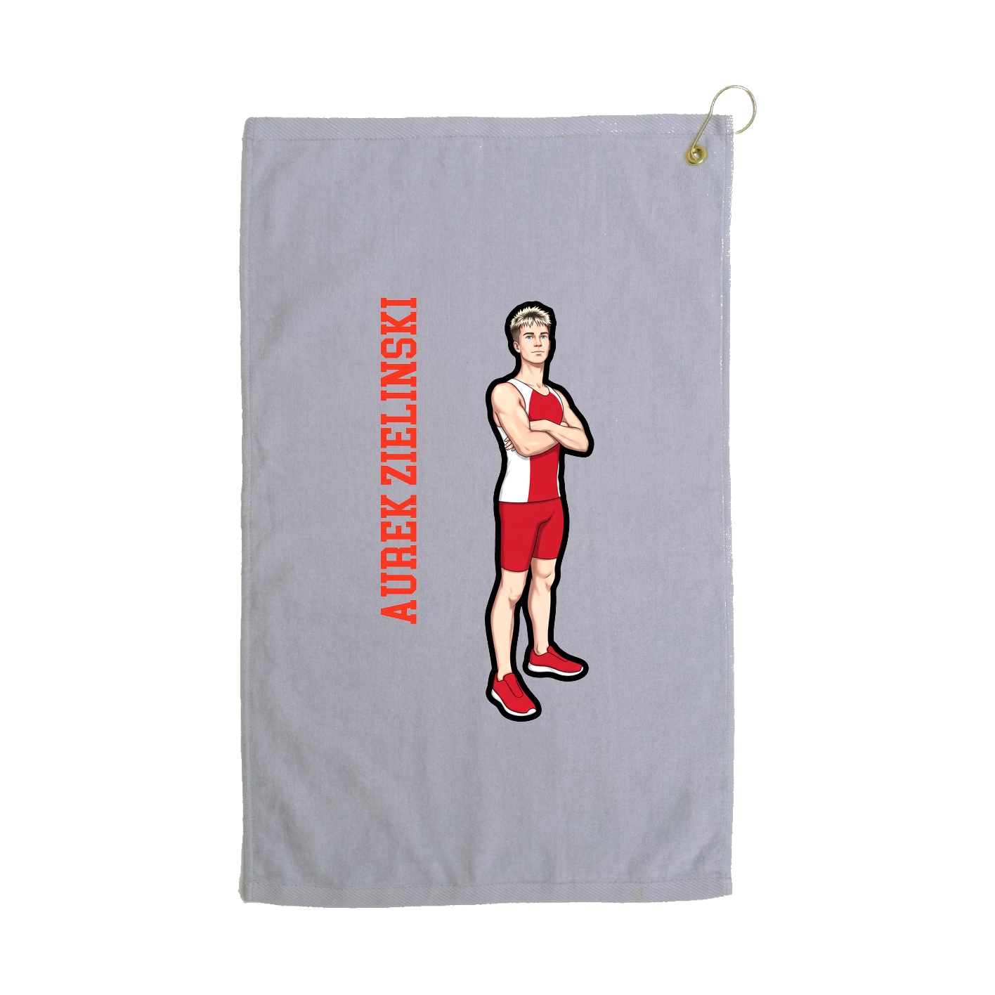 Golf Towel — Name Vertical in Grey
