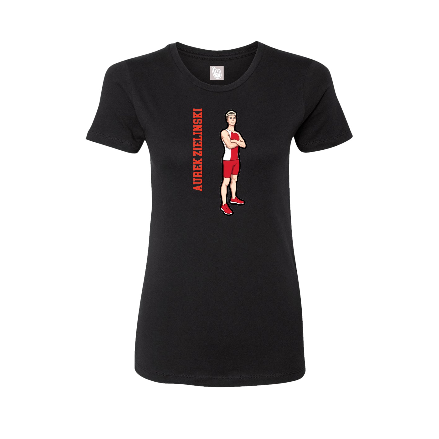 Womens Tee — Name Vertical in Black