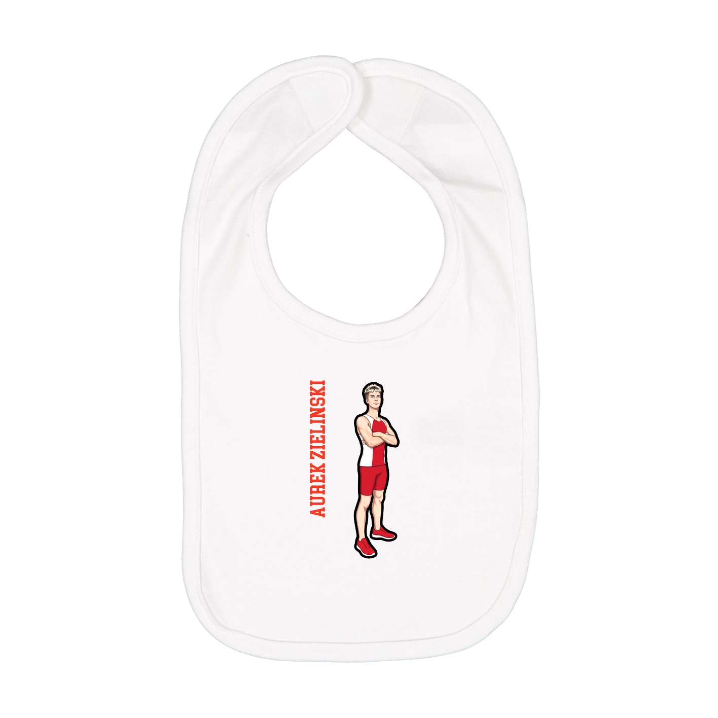 Infant Bib — Name Vertical in White