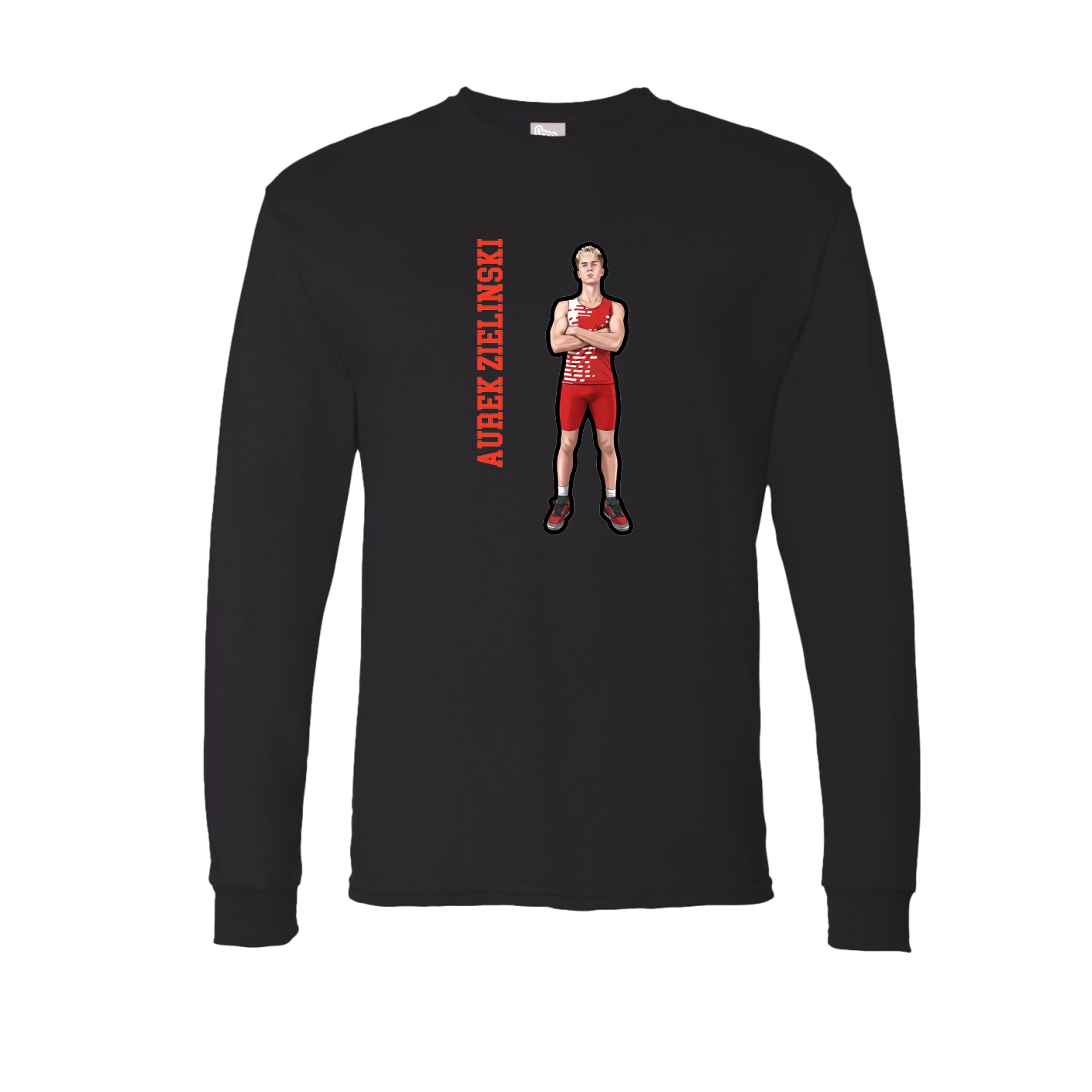 Long Sleeve Tee — Name Vertical in Black