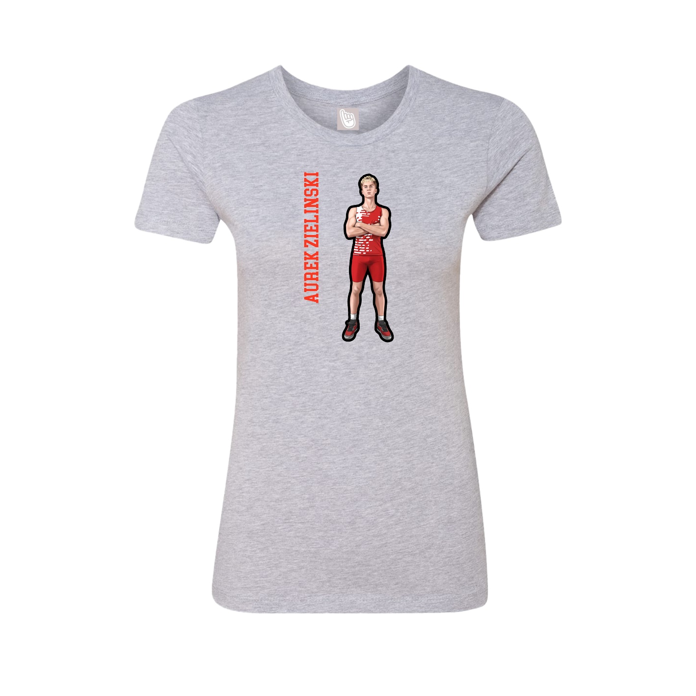 Fitted Women's Tee — Name Vertical in Grey