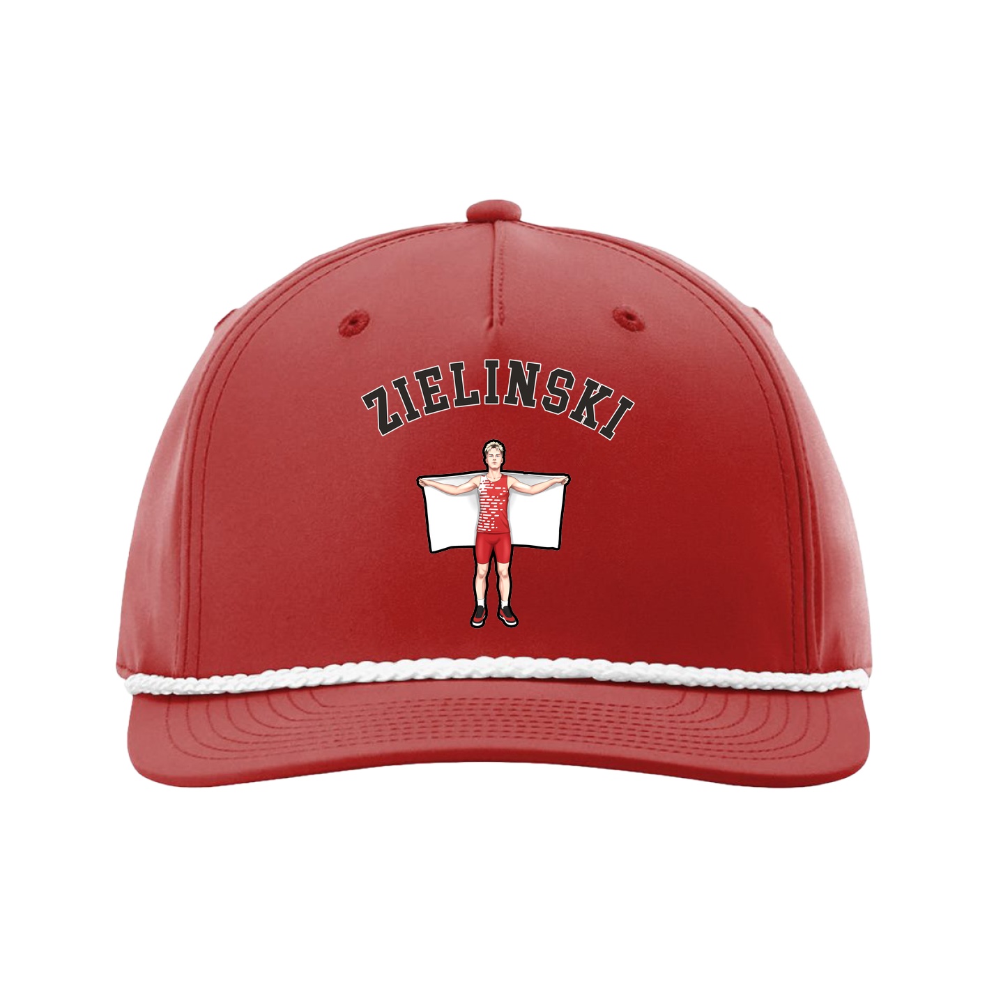 Five-Panel Classic Rope Cap — Shirsey Arch in Red