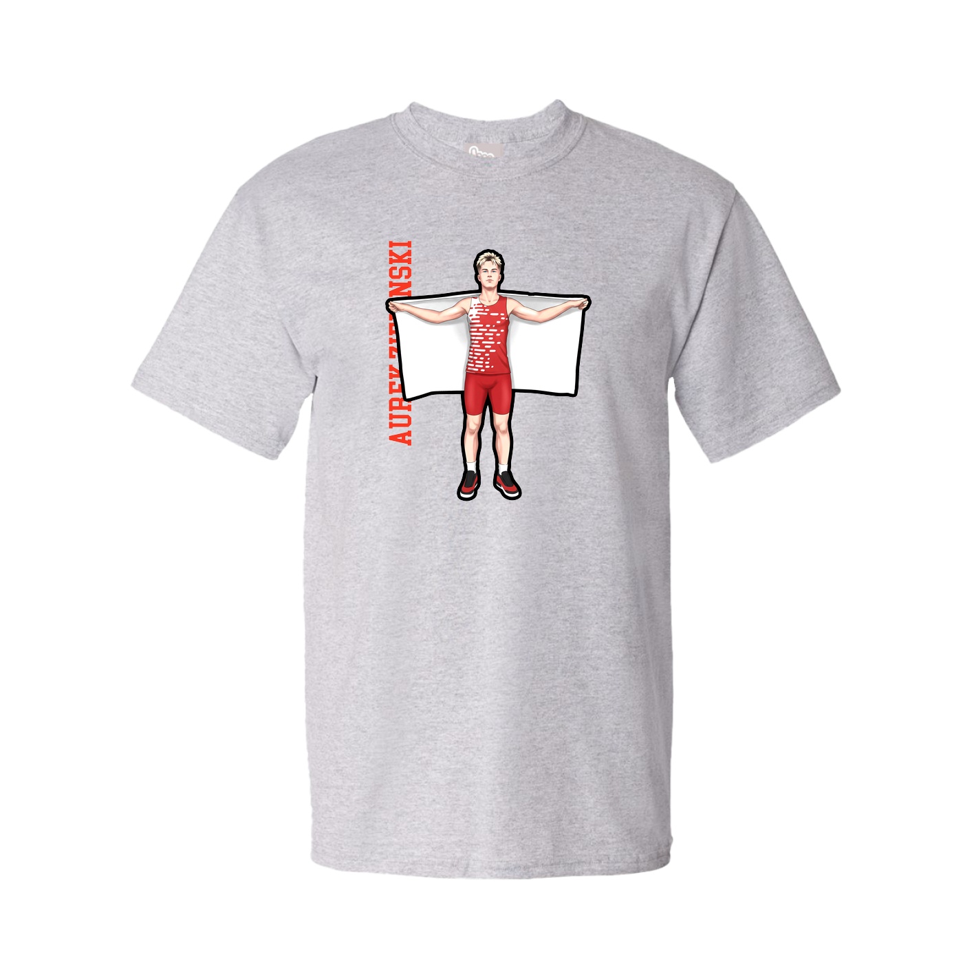 Youth Tee — Name Vertical in Grey