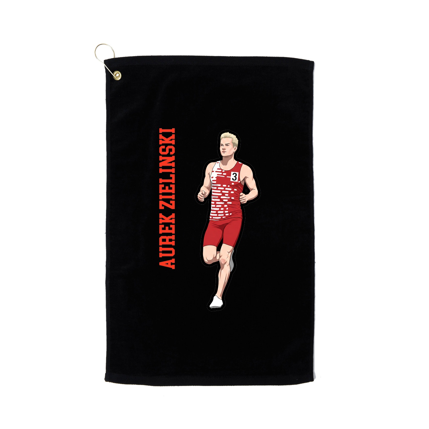 Golf Towel — Name Vertical in Black