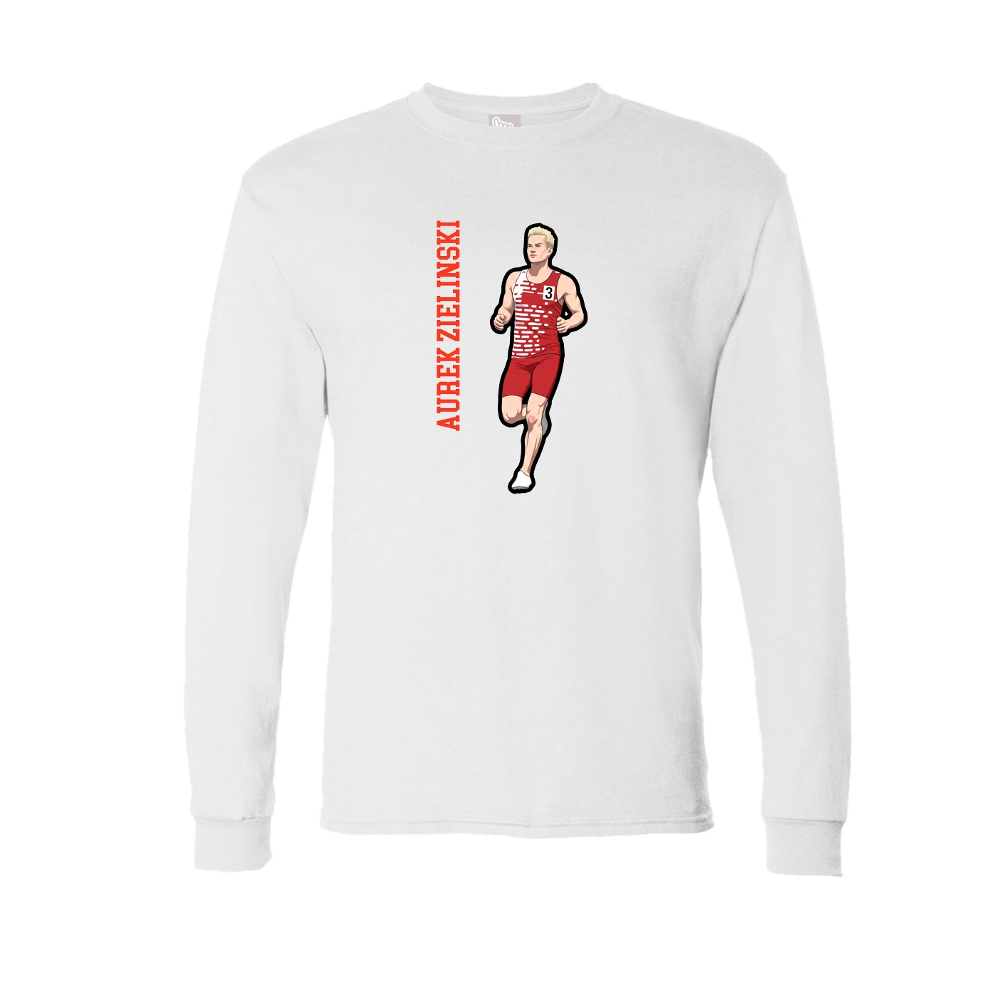 Long Sleeve Tee — Name Vertical in White
