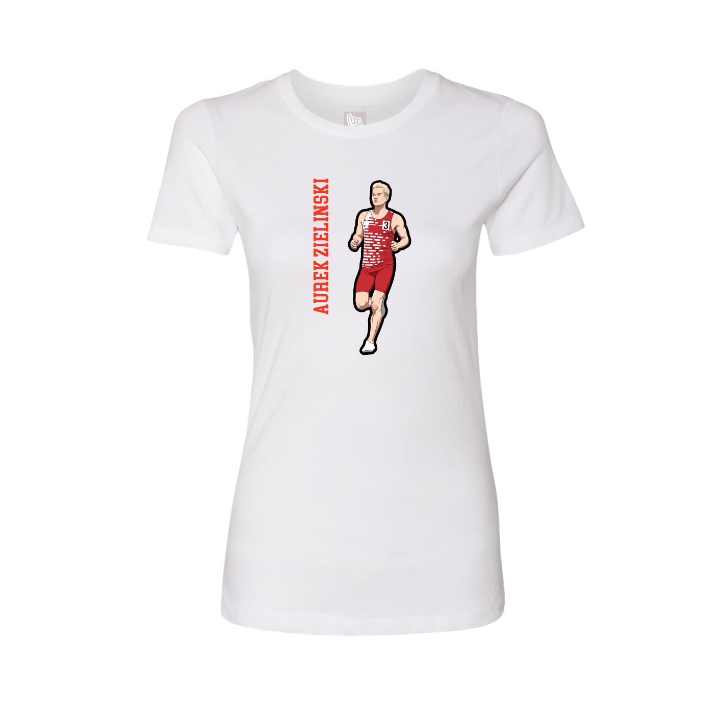 Womens Tee — Name Vertical in White