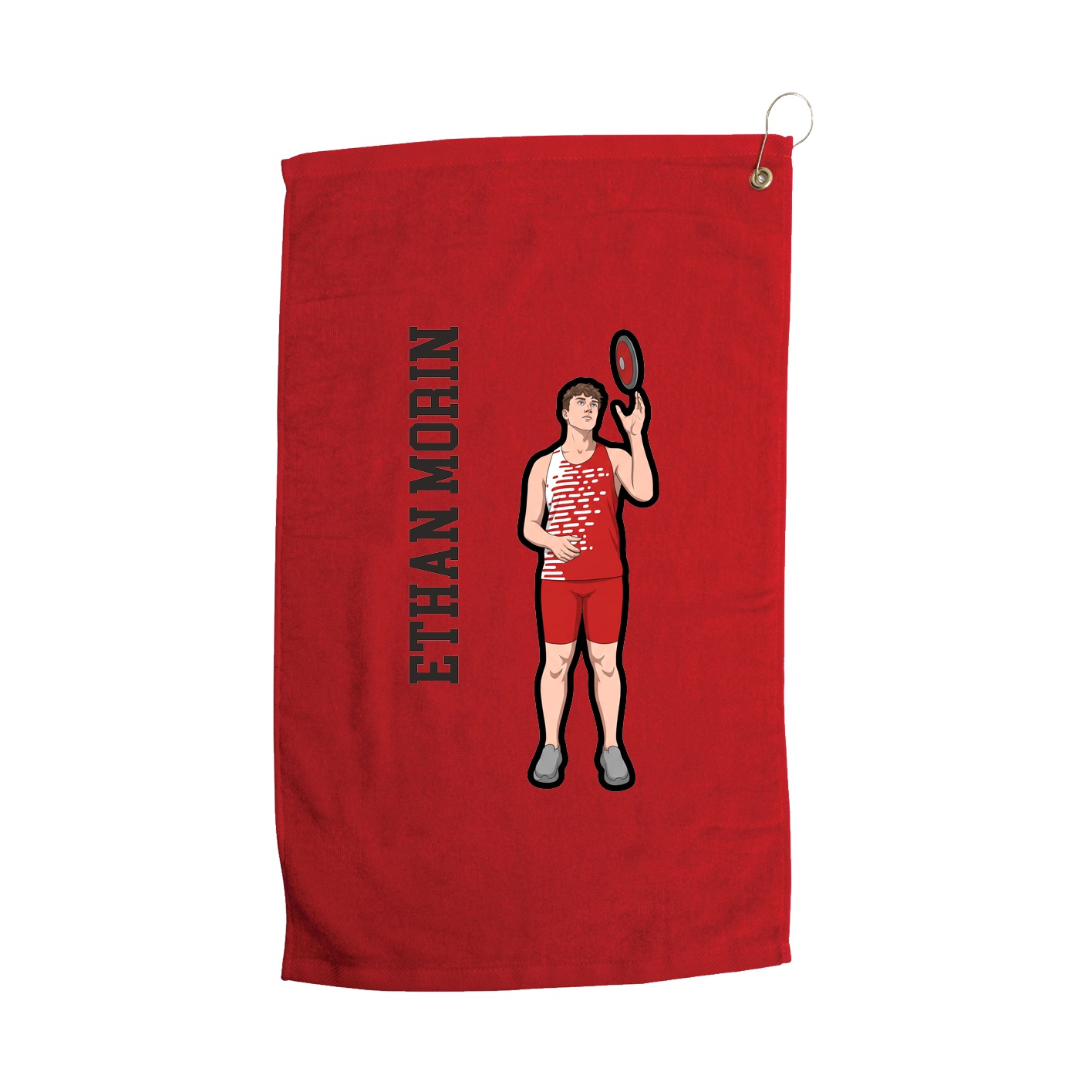 Golf Towel — Name Vertical in Red
