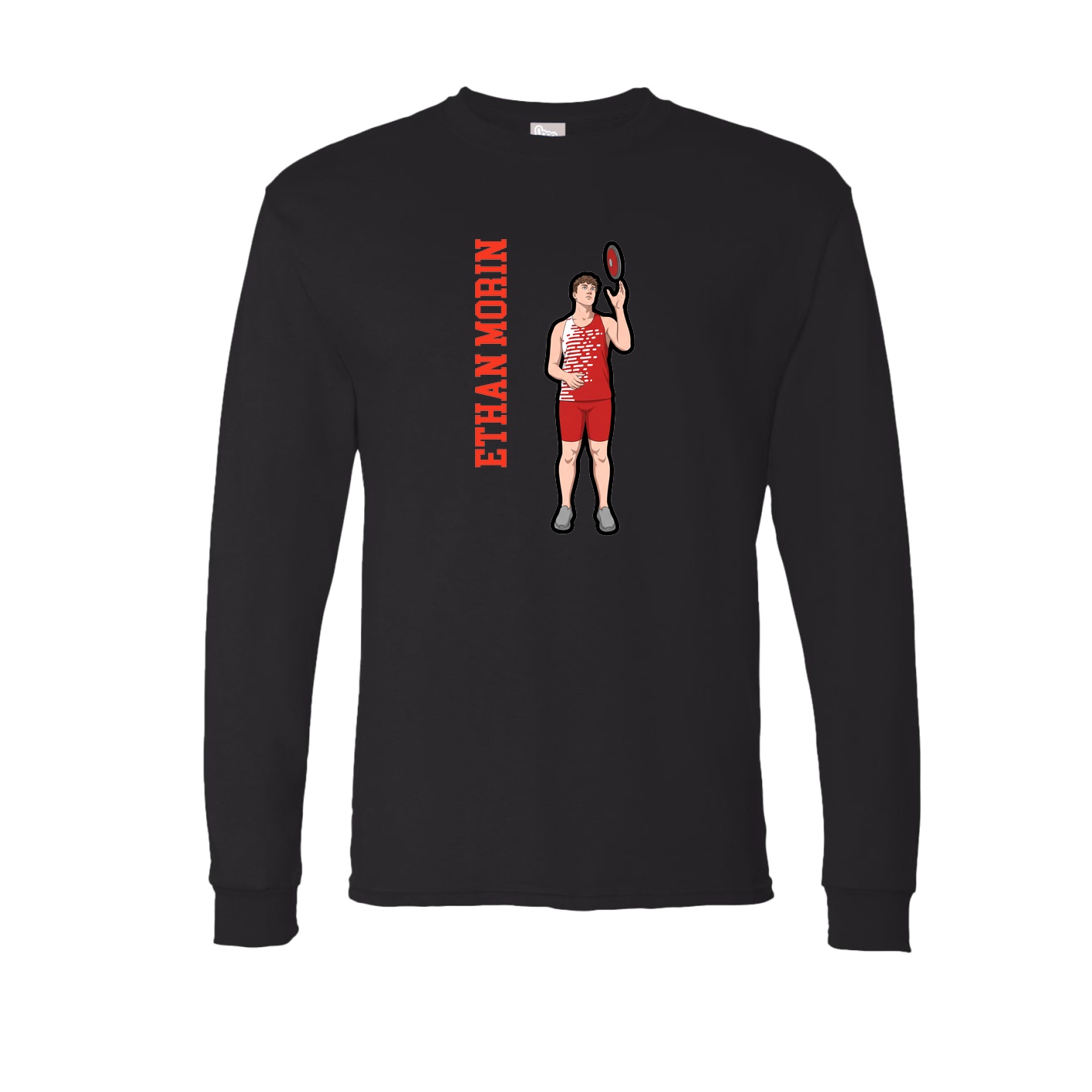 Long Sleeve Tee — Name Vertical in Black