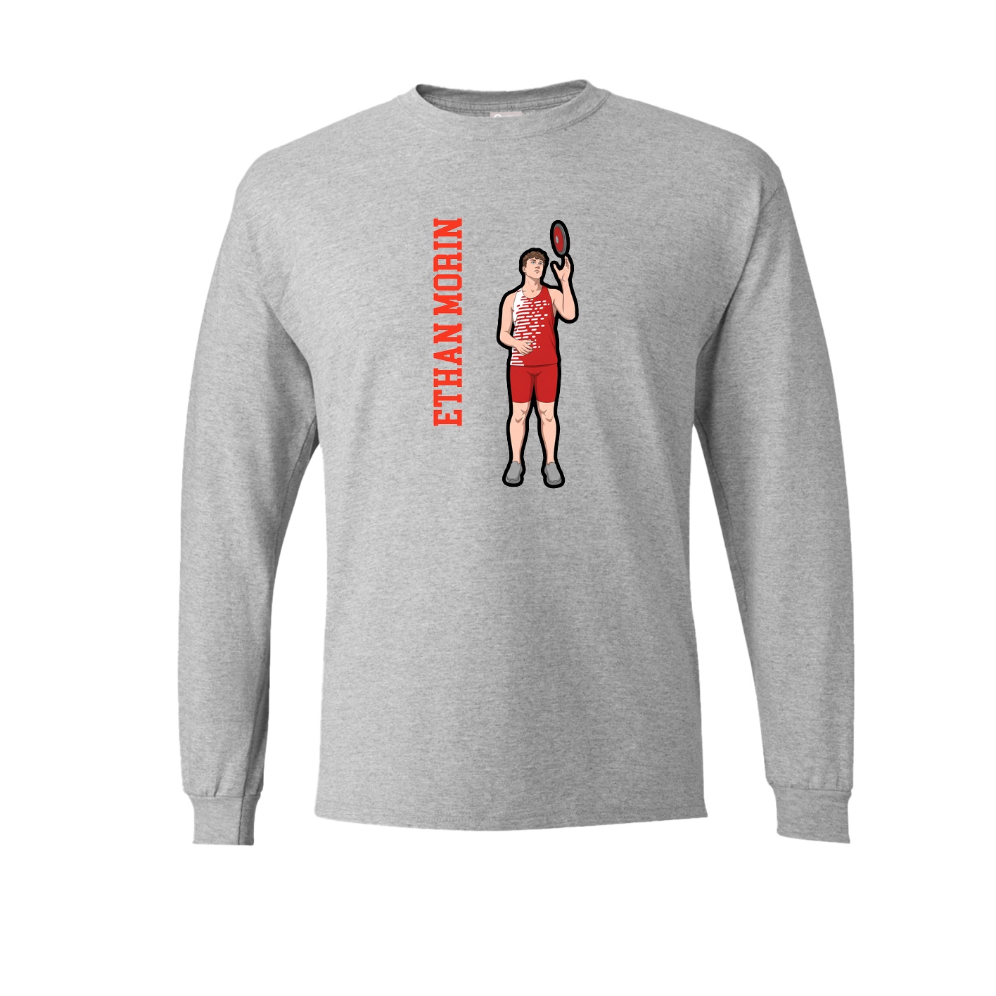 Long Sleeve Tee — Name Vertical in Grey