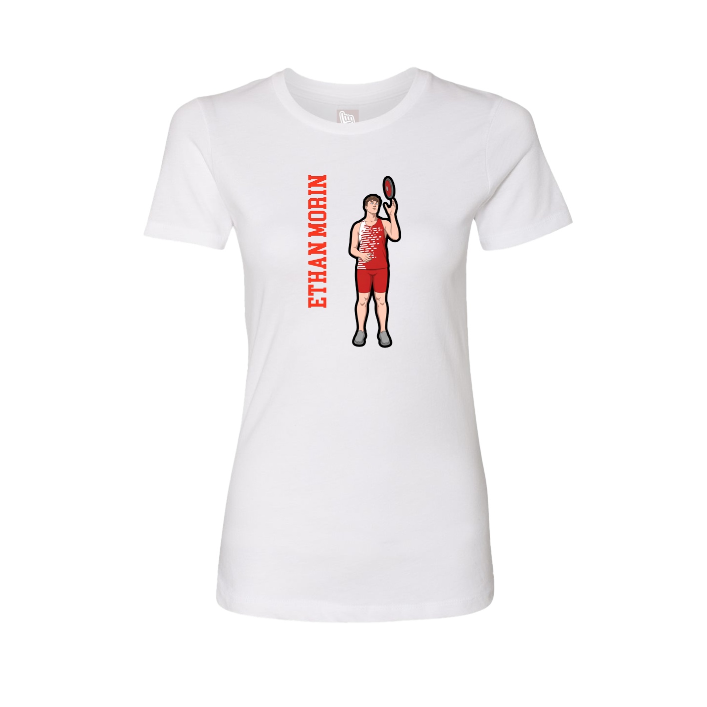Womens Tee — Name Vertical in White