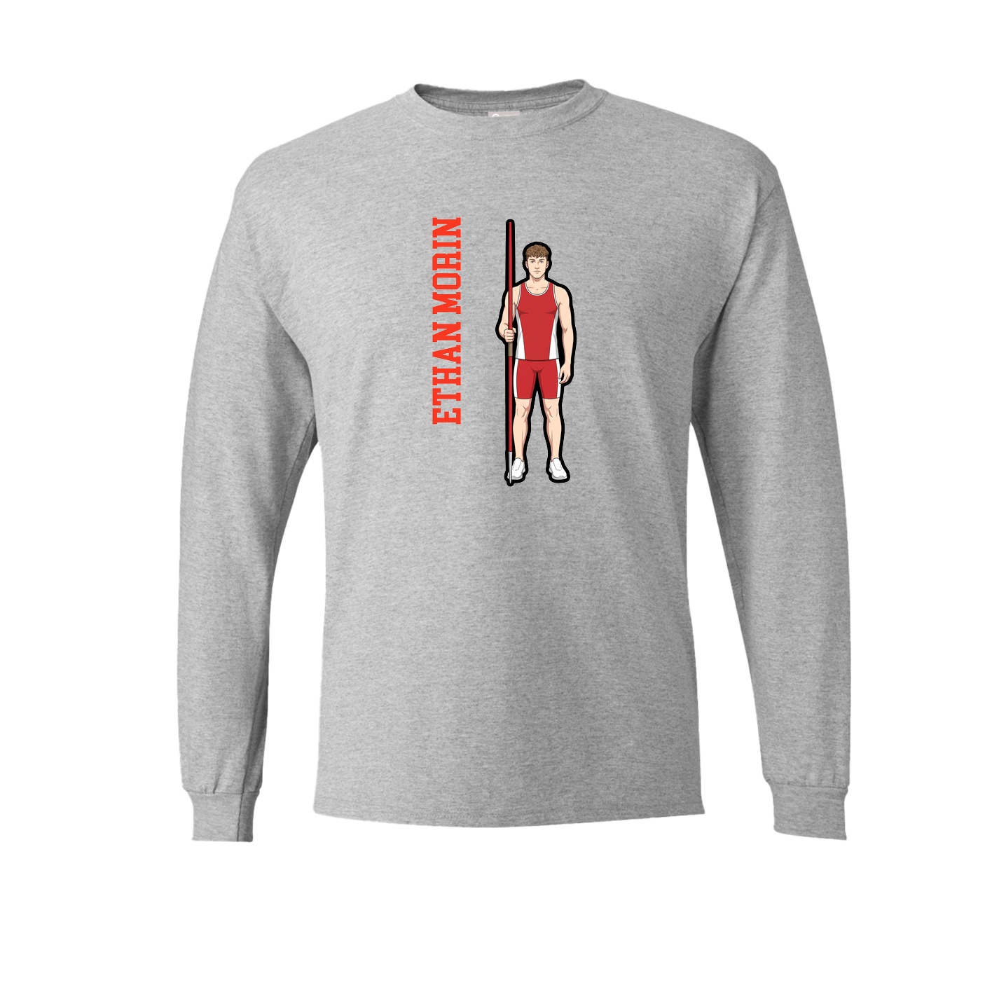 Long Sleeve Tee — Name Vertical in Grey