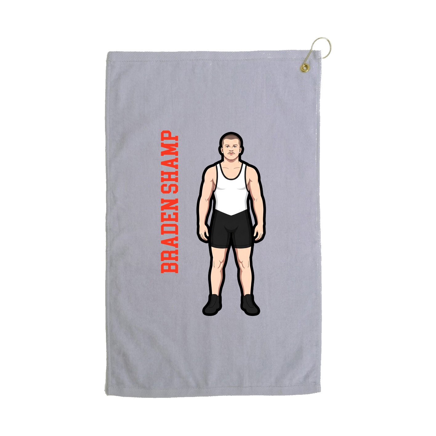 Golf Towel — Name Vertical in Grey