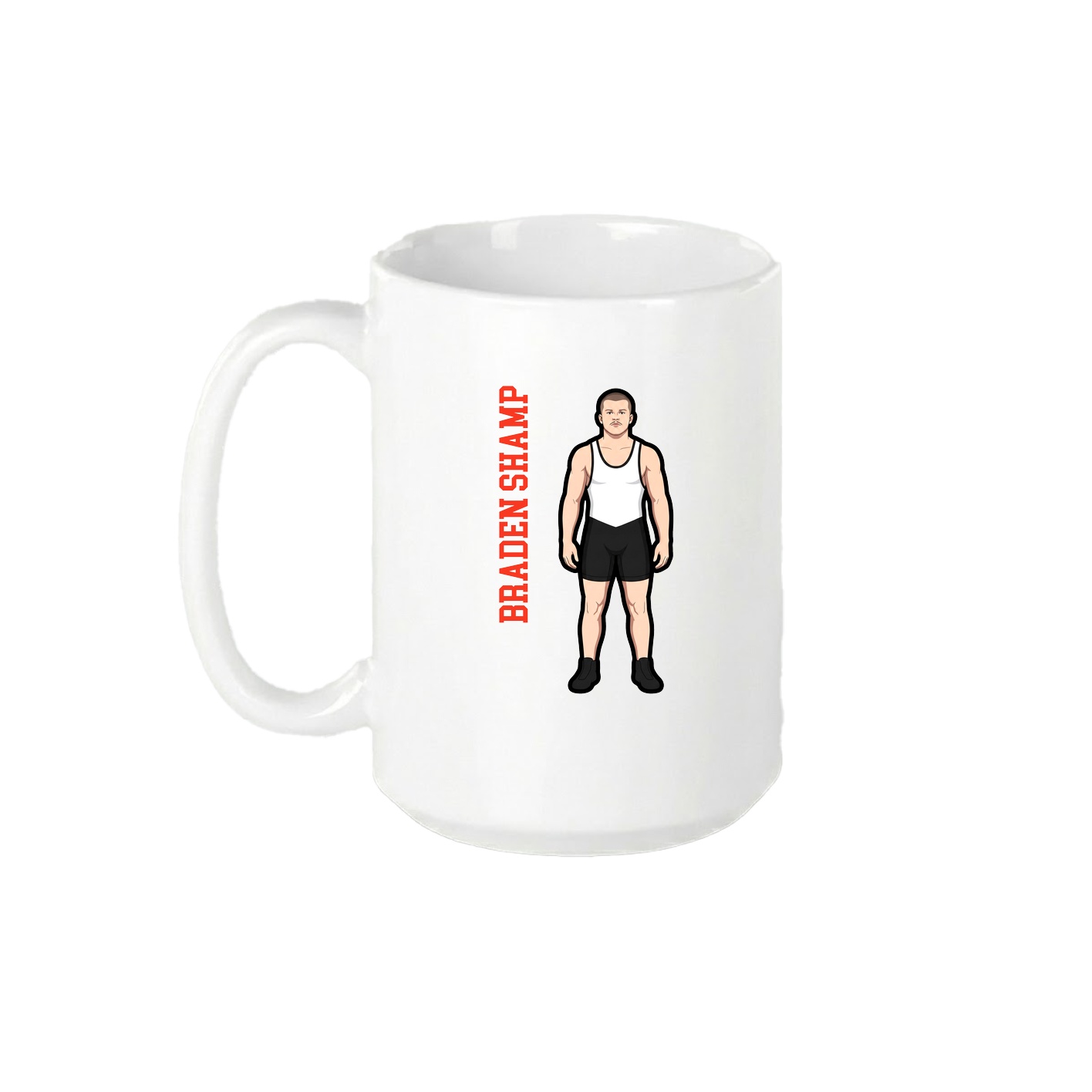 15oz Coffee Mug — Name Vertical in White