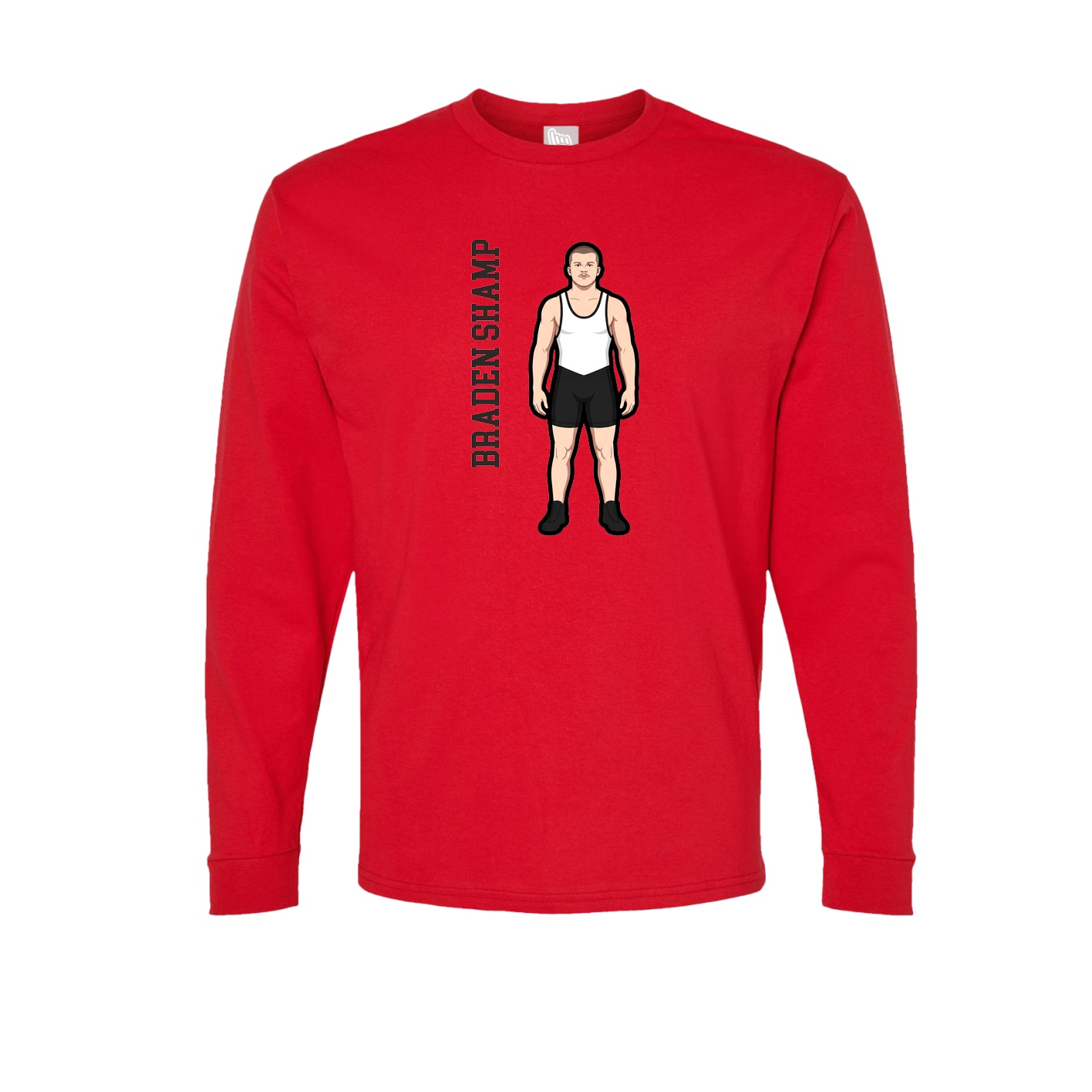 Long Sleeve Tee — Name Vertical in Red