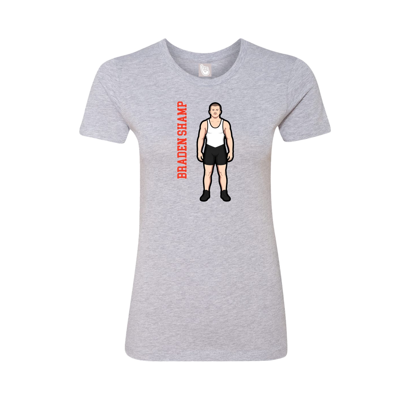 Womens Tee — Name Vertical in Grey