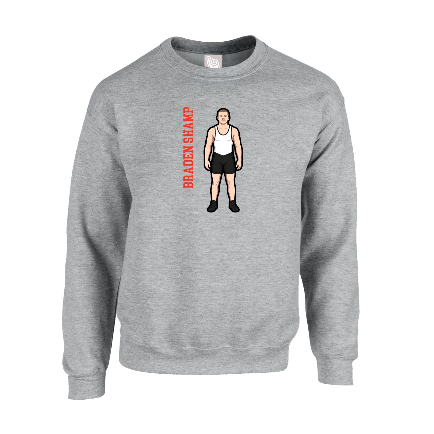 Fleece Crew — Name Vertical in Grey