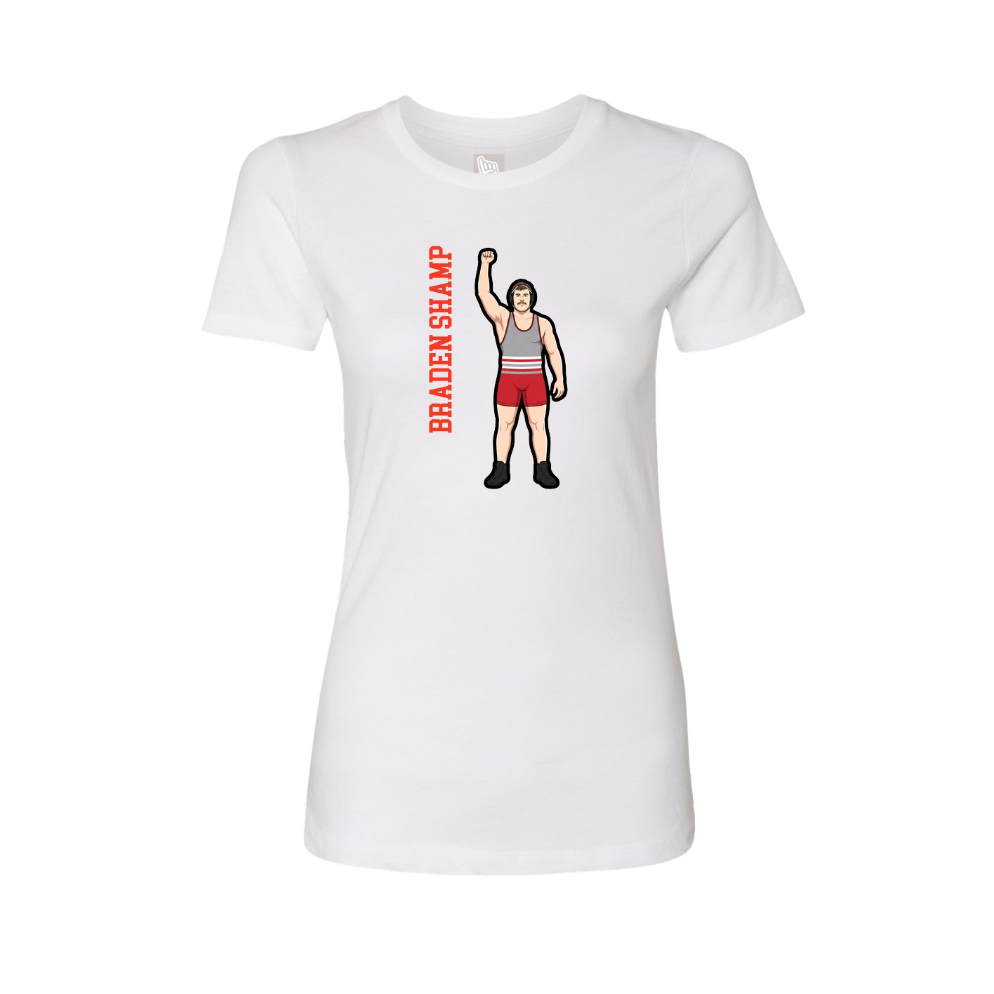 Fitted Women's Tee — Name Vertical in White