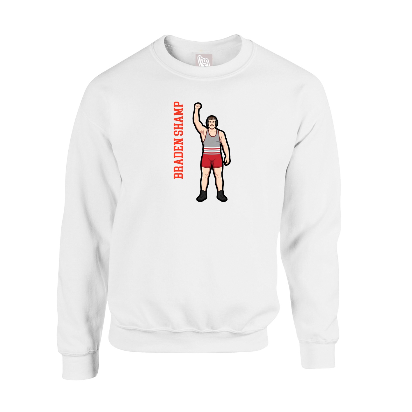 Fleece Crew — Name Vertical in White