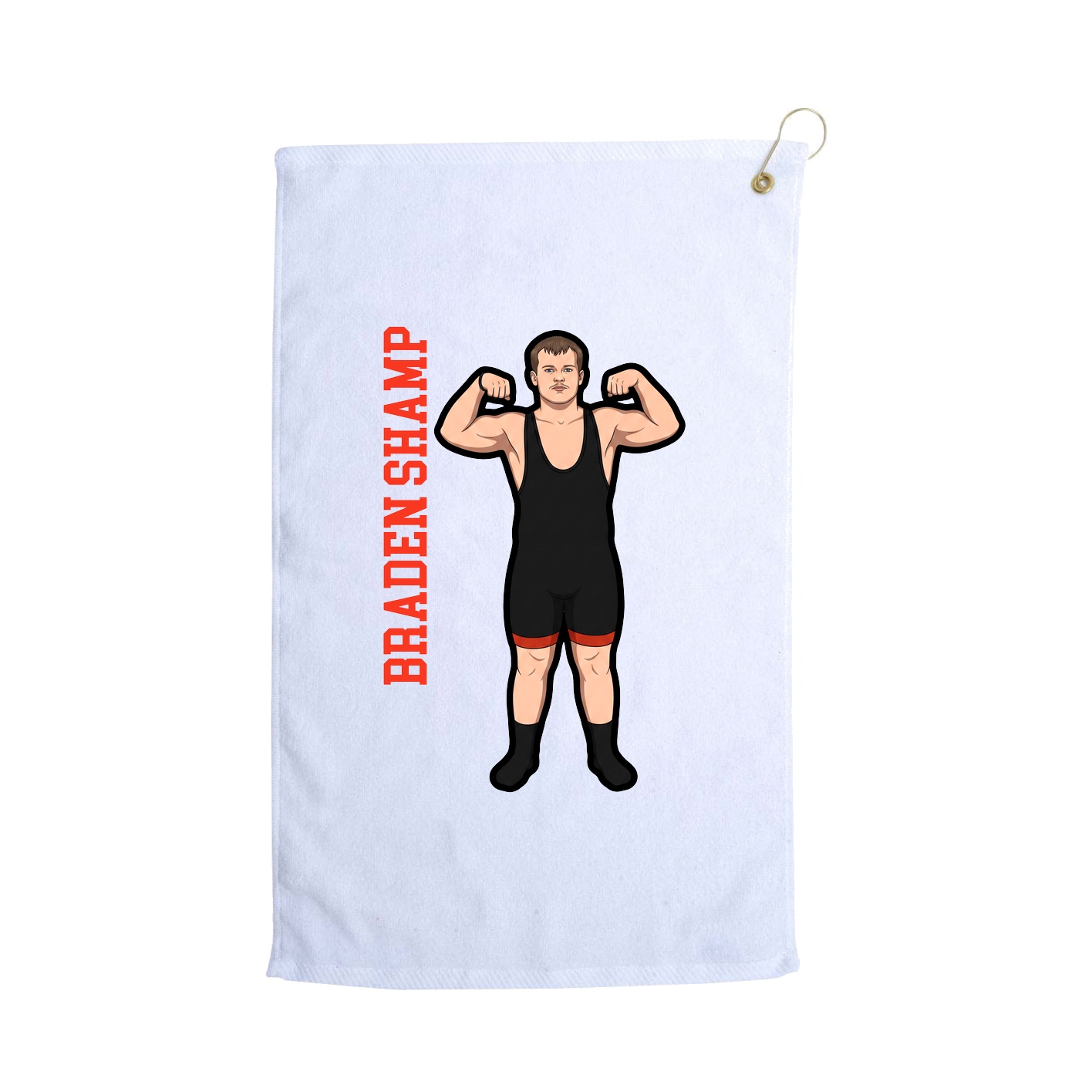 Golf Towel — Name Vertical in White