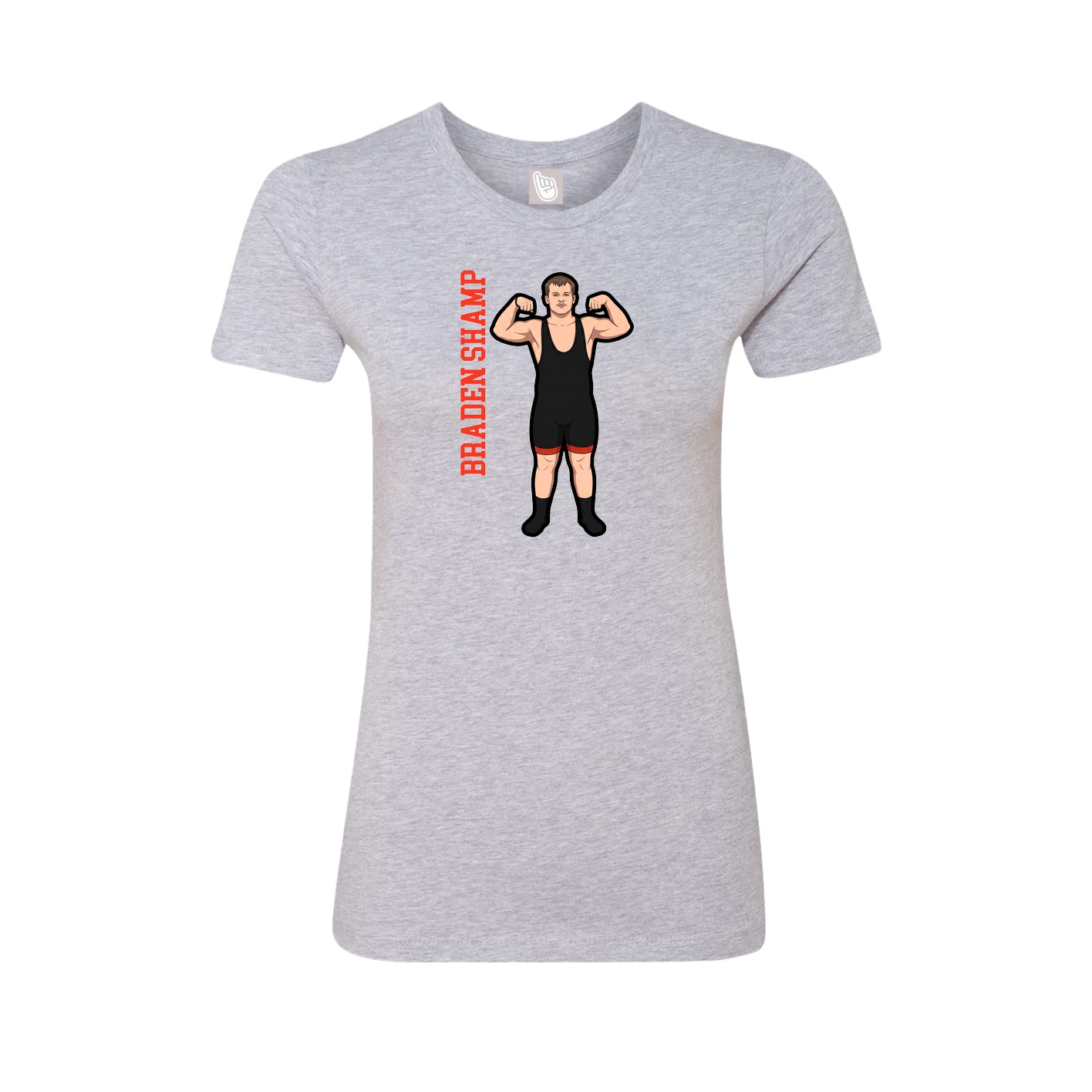 Womens Tee — Name Vertical in Grey