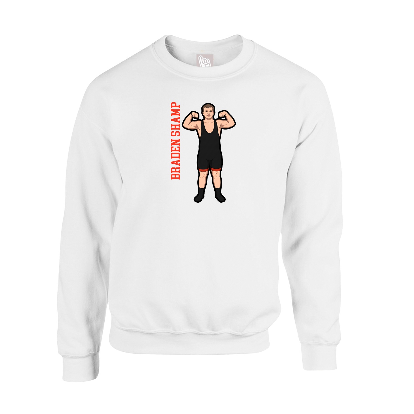 Fleece Crew — Name Vertical in White