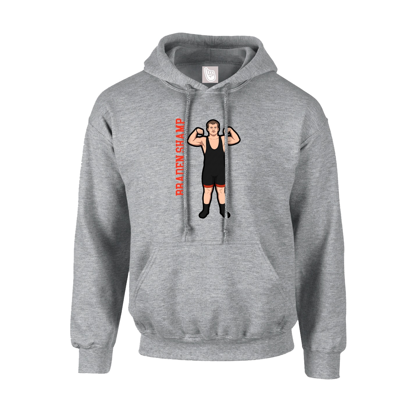 Youth Hoodie — Name Vertical in Grey