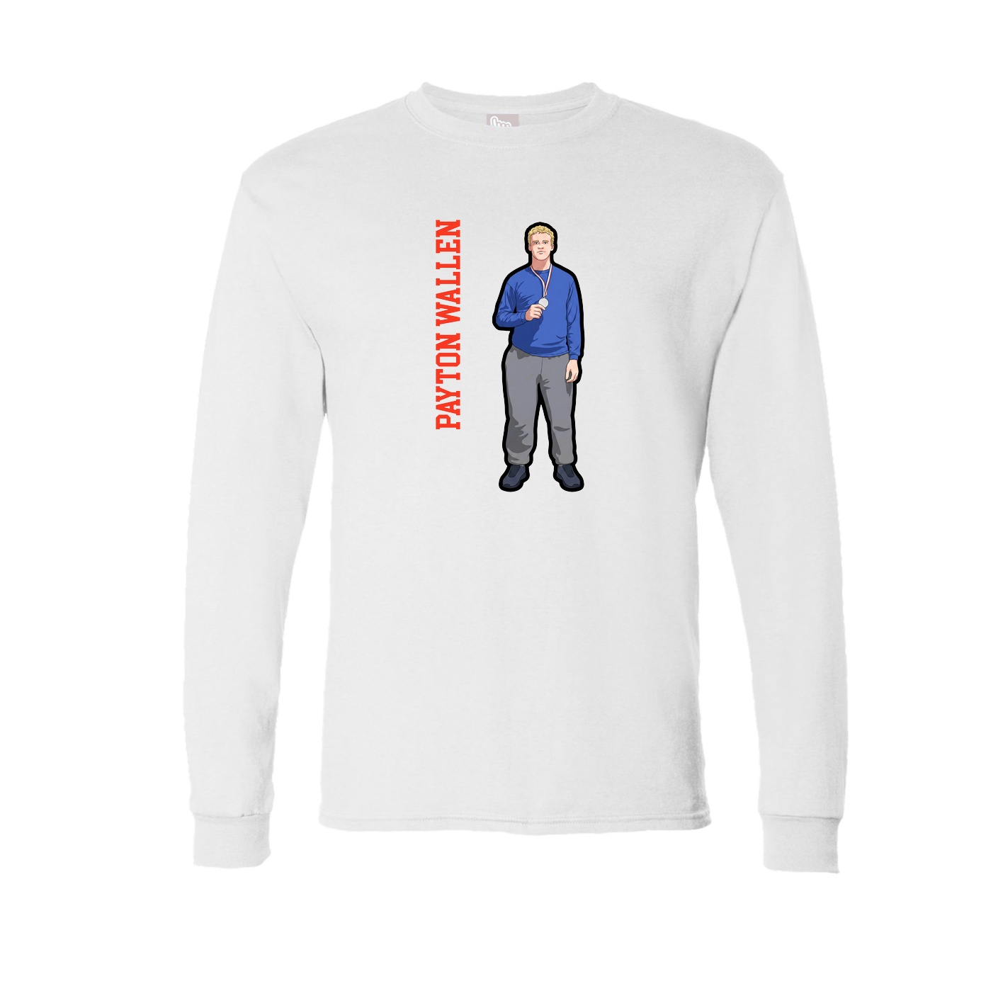 Long Sleeve Tee — Name Vertical in White