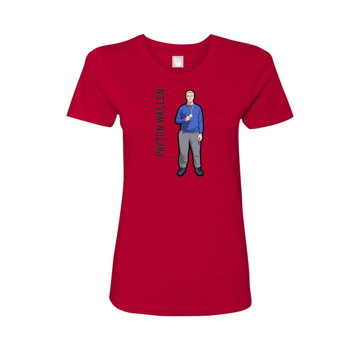 Fitted Women's Tee — Name Vertical in Red