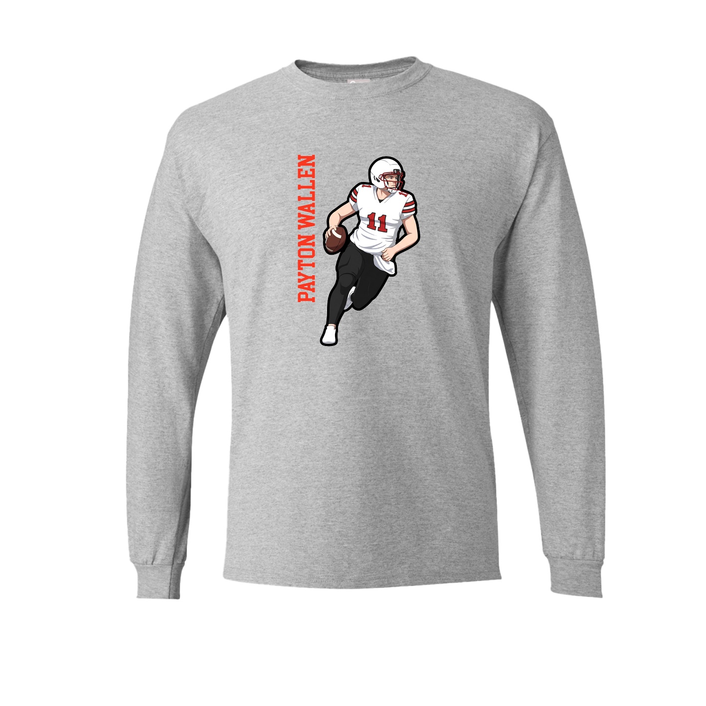 Long Sleeve Tee — Name Vertical in Grey