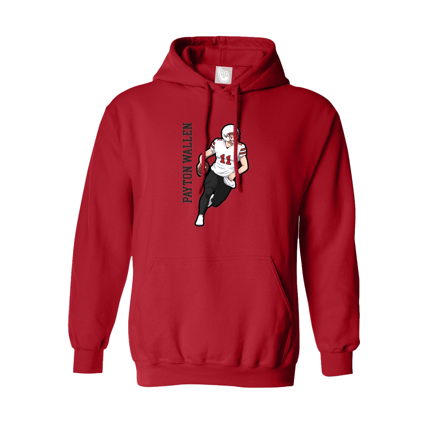 Youth Hoodie — Name Vertical in Red