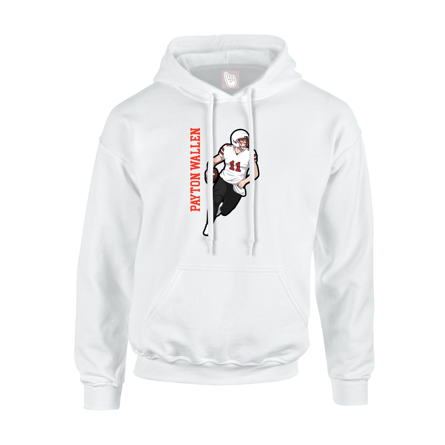 Youth Hoodie — Name Vertical in White