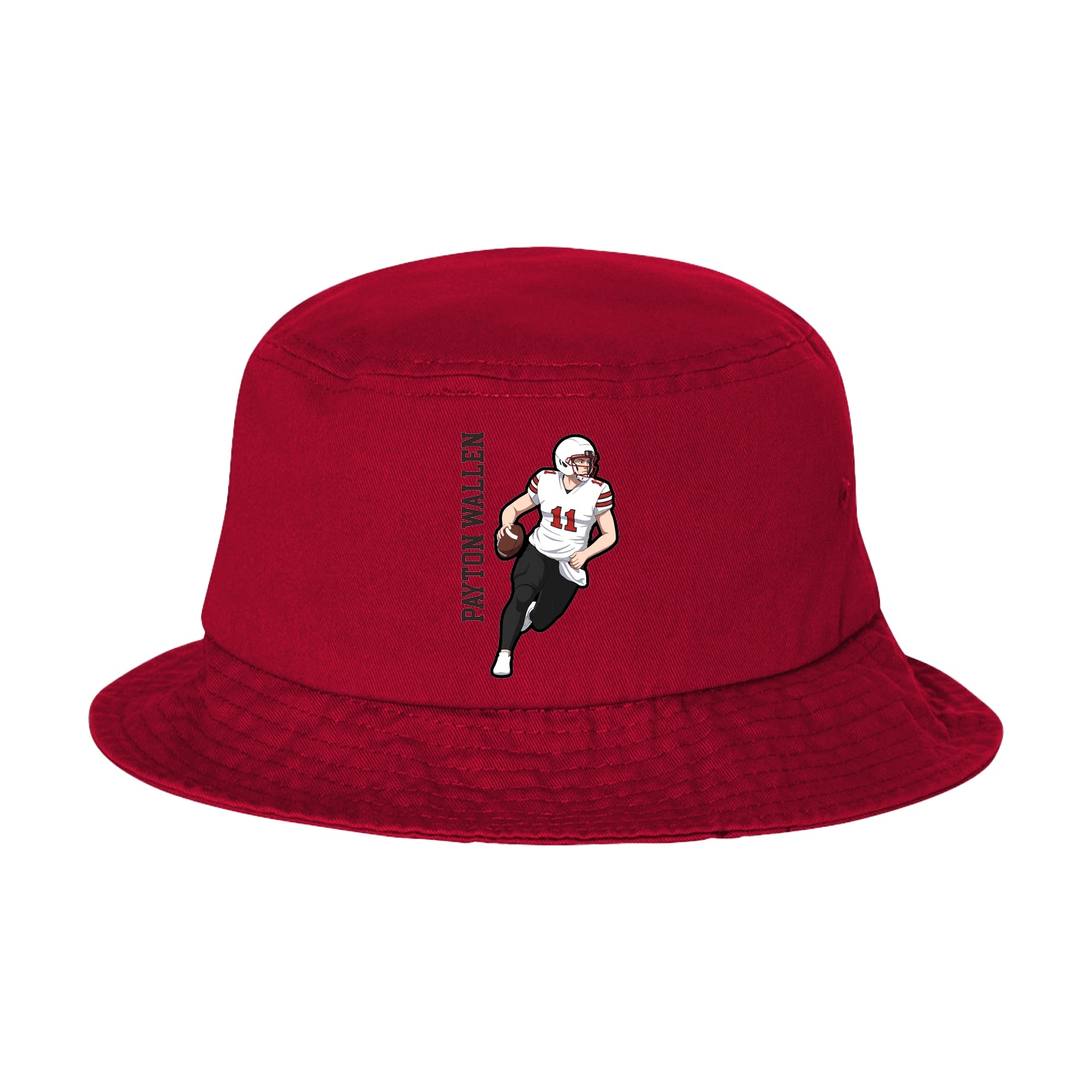 Bucket Cap — Name Vertical in Red