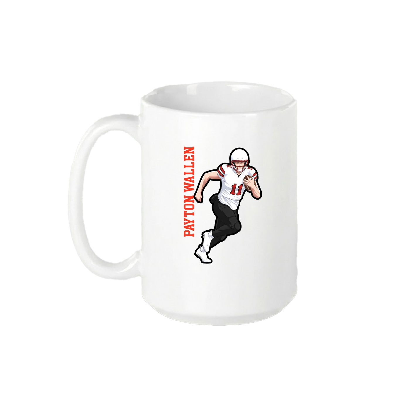15oz Coffee Mug — Name Vertical in White