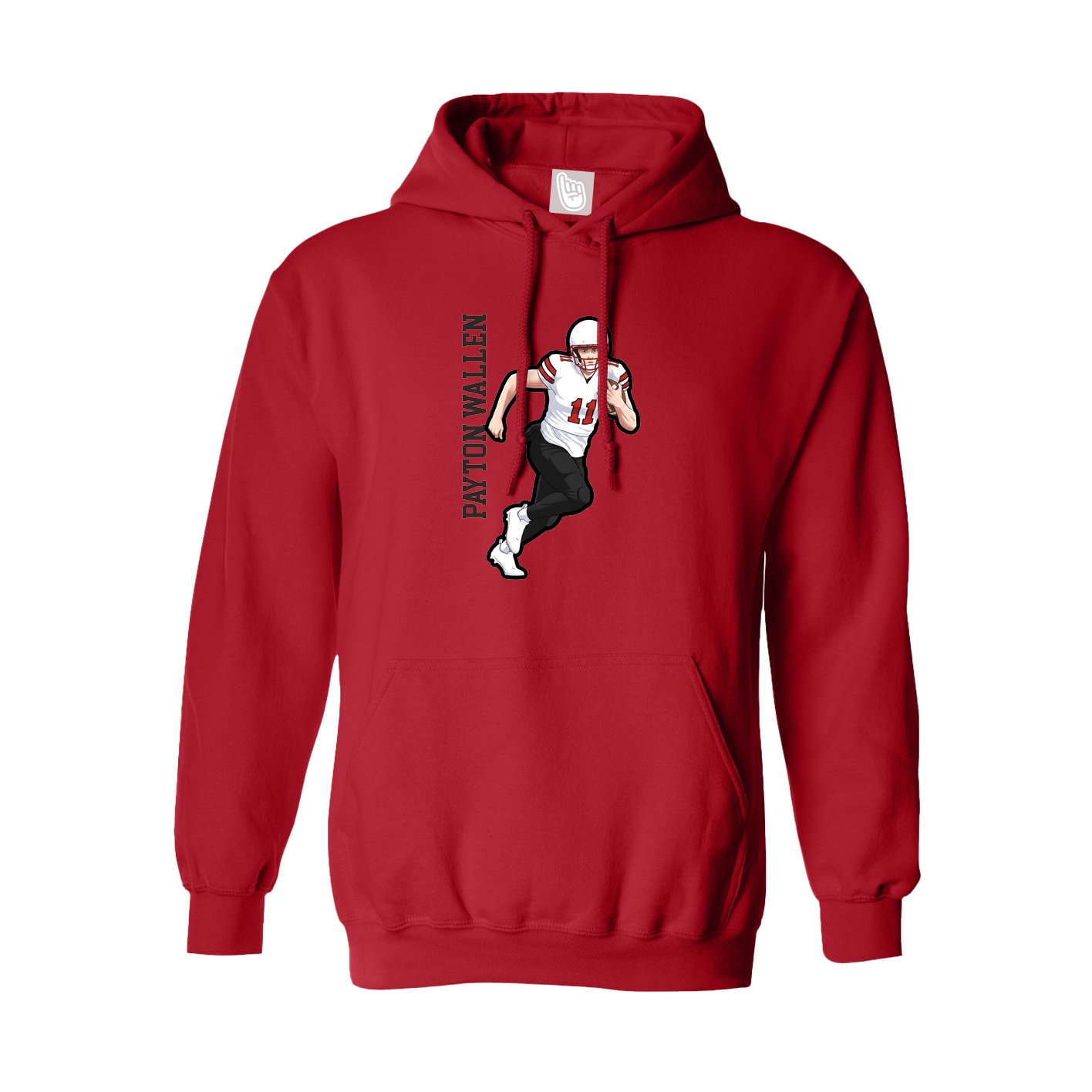 Hoodie — Name Vertical in Red