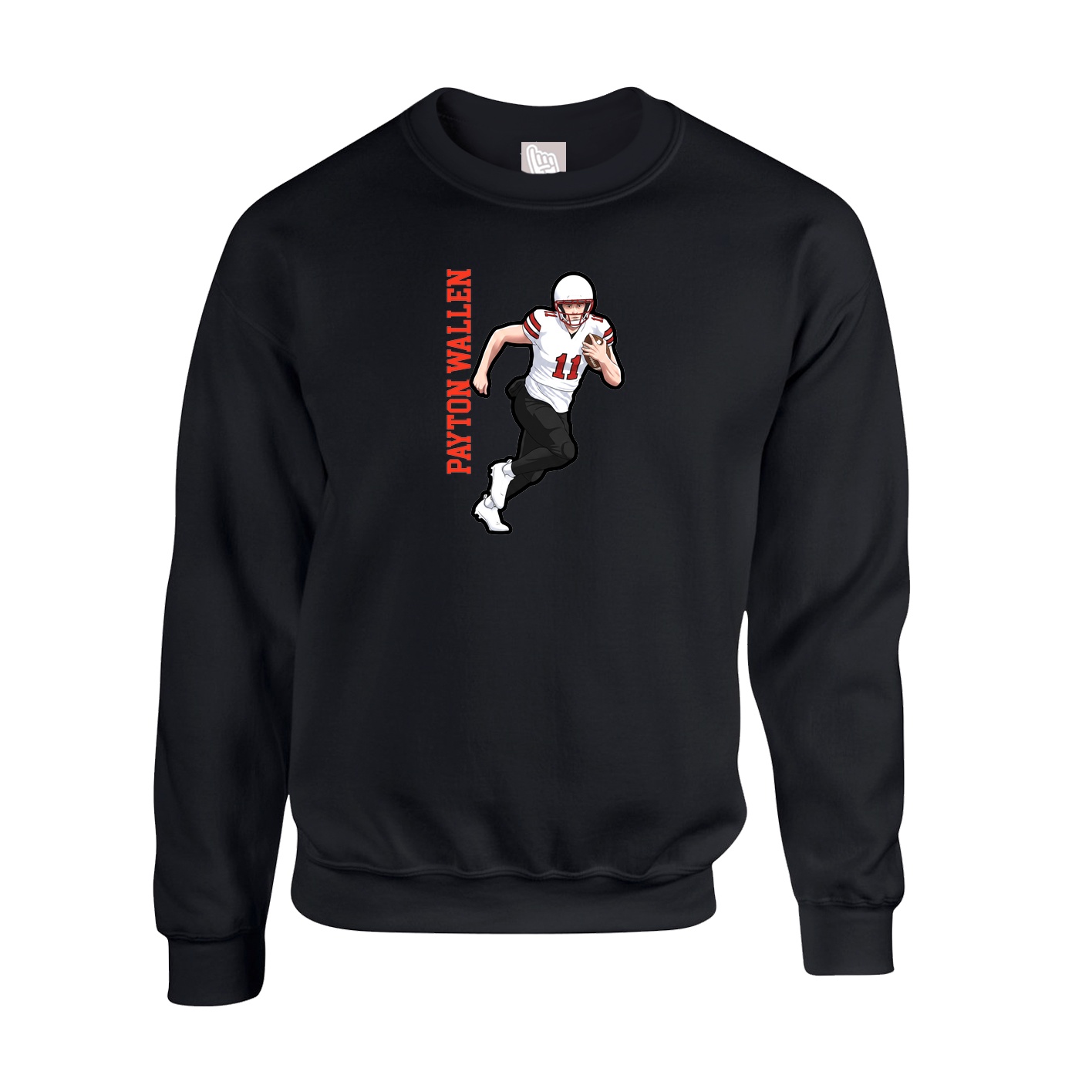 Fleece Crew — Name Vertical in Black