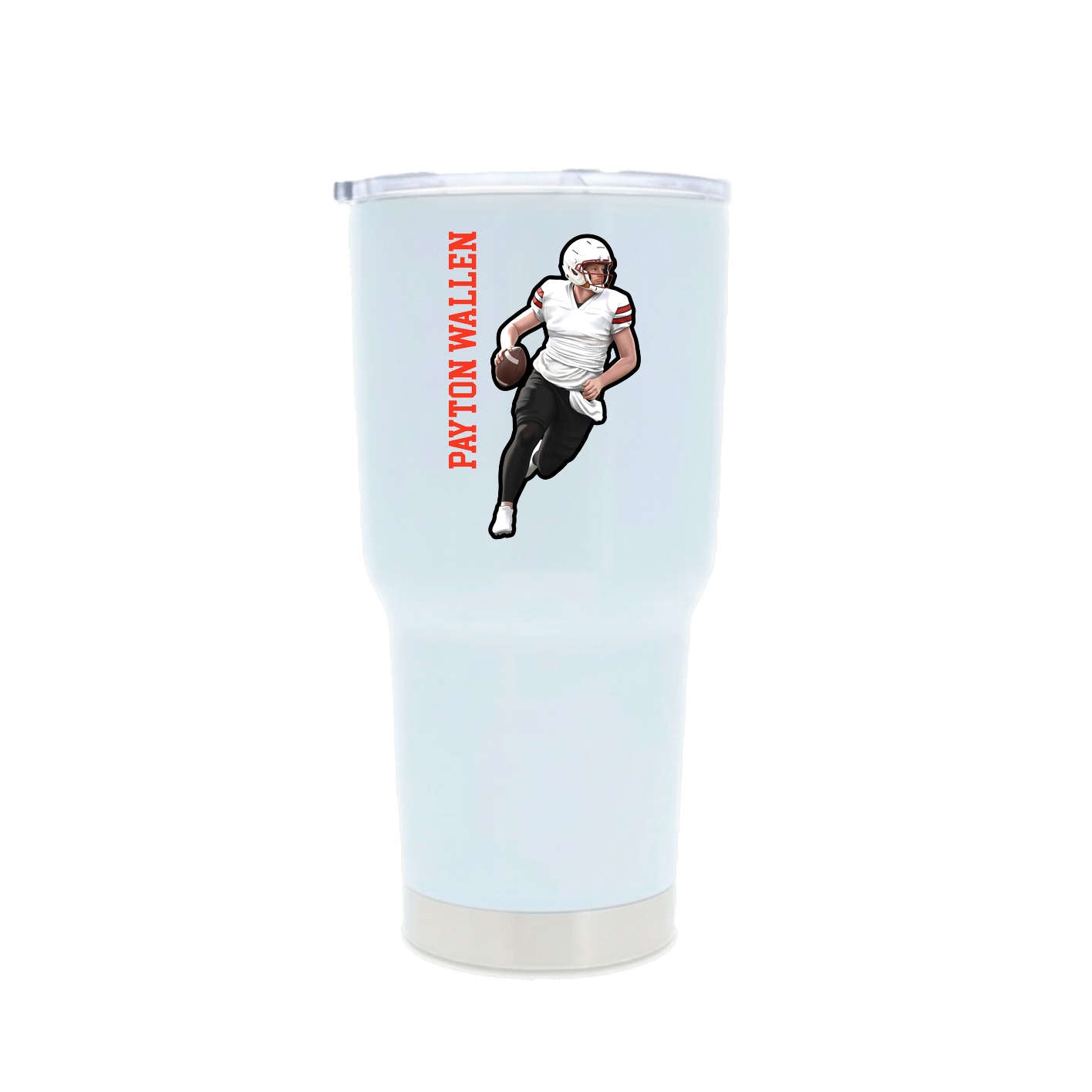 30oz Stainless Steel Tumbler — Name Vertical in White
