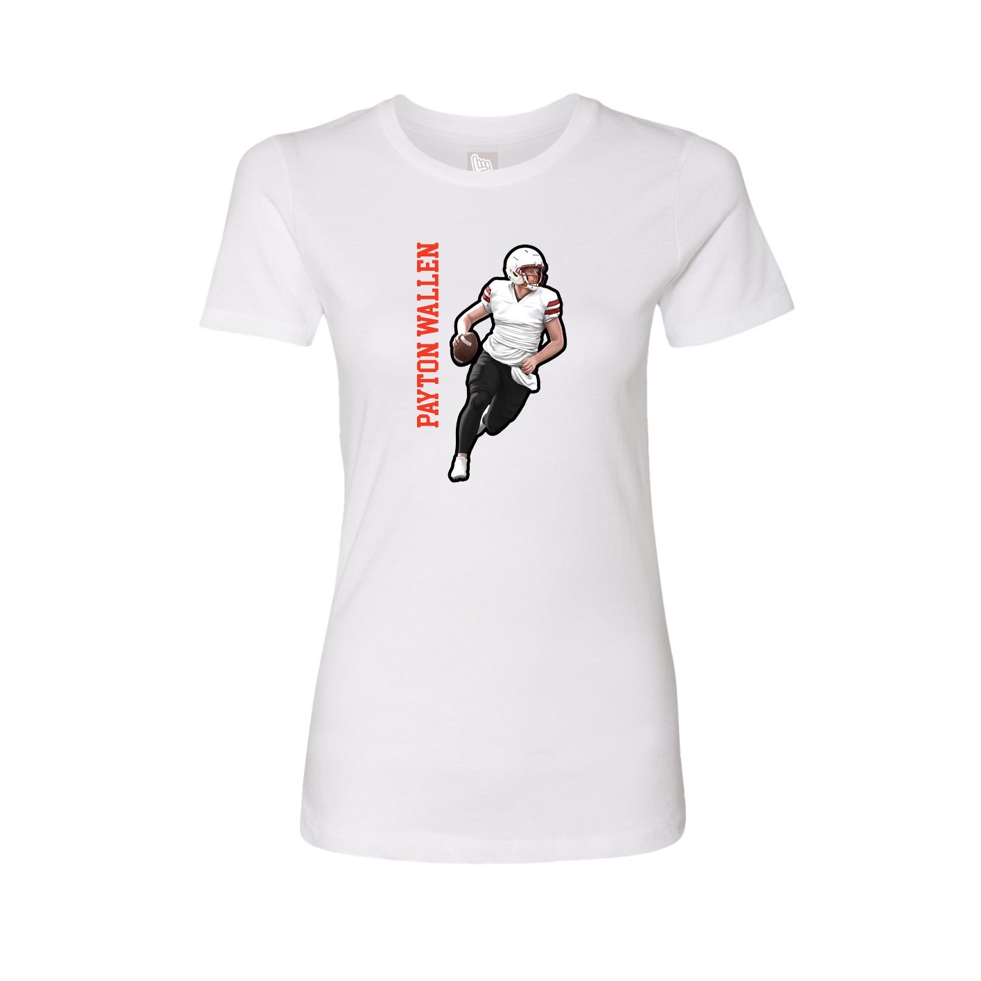 Fitted Women's Tee — Name Vertical in White