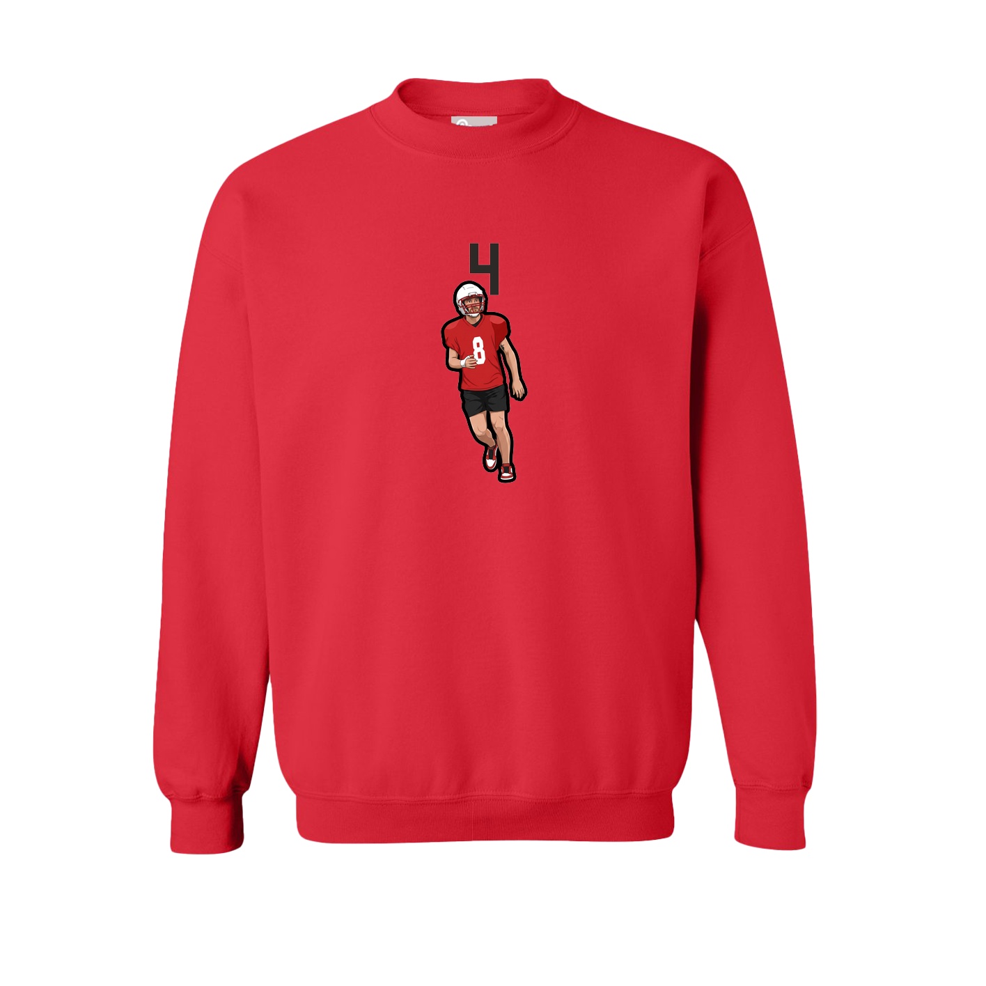 Fleece Crew — Number Top in Red