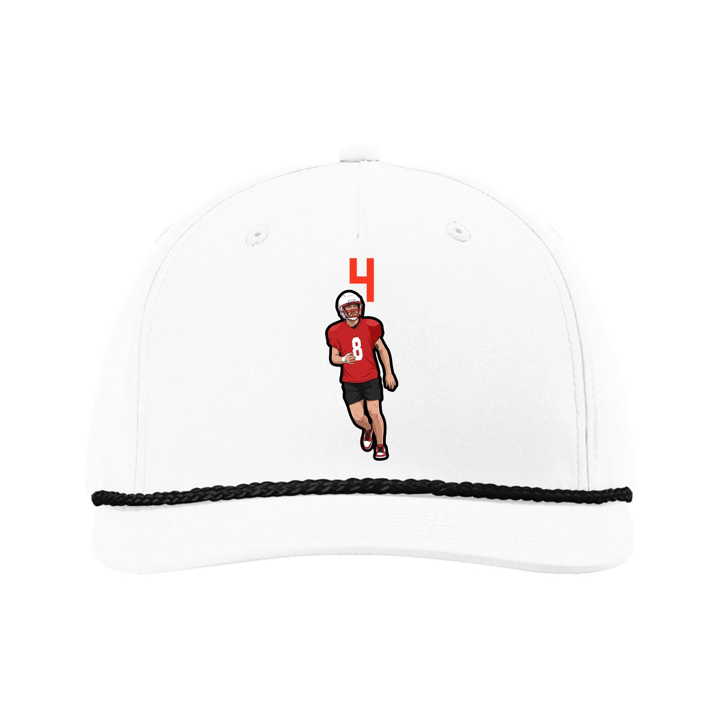 Five-Panel Classic Rope Cap — Number Top in White