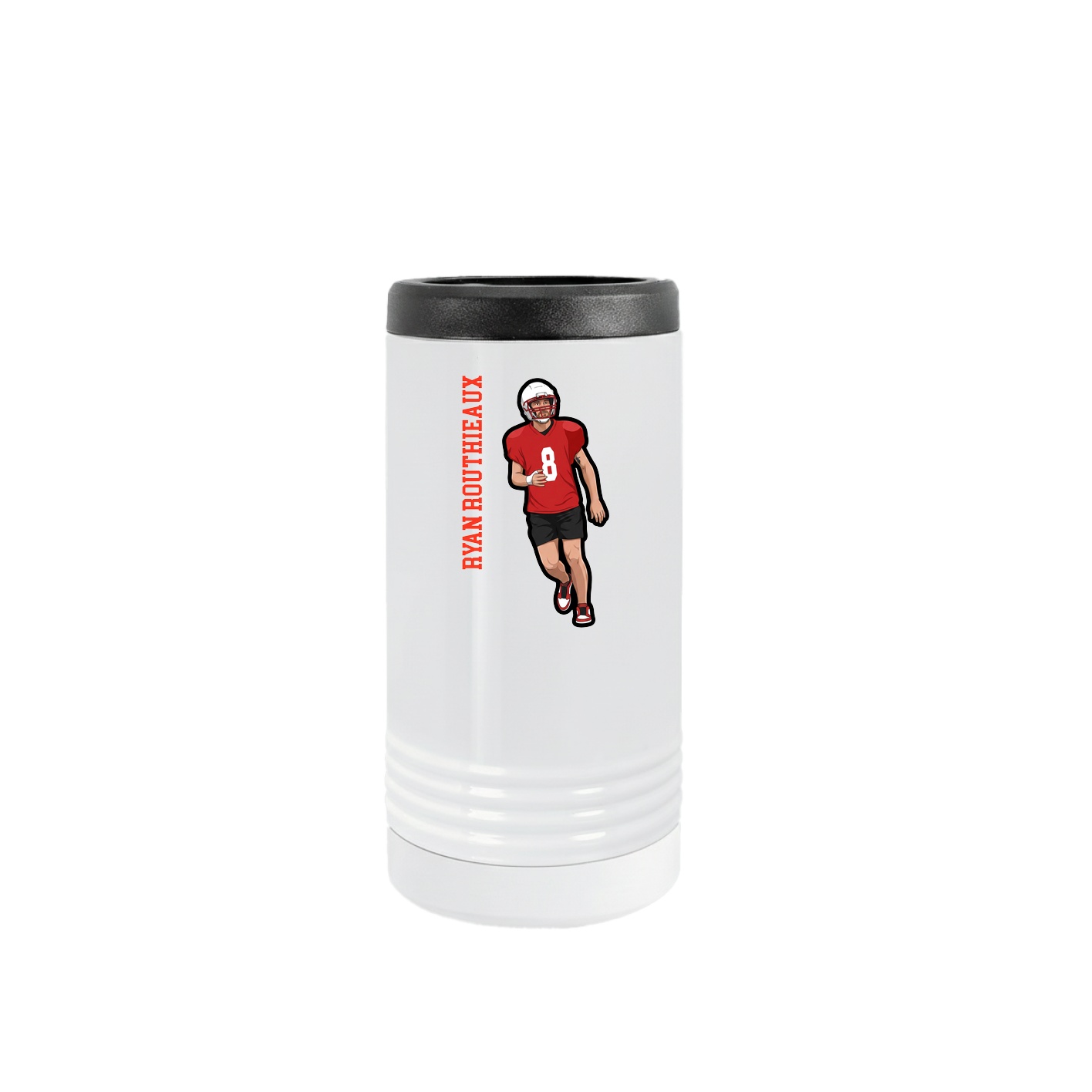 Slim Beverage Holder — Name Vertical in White