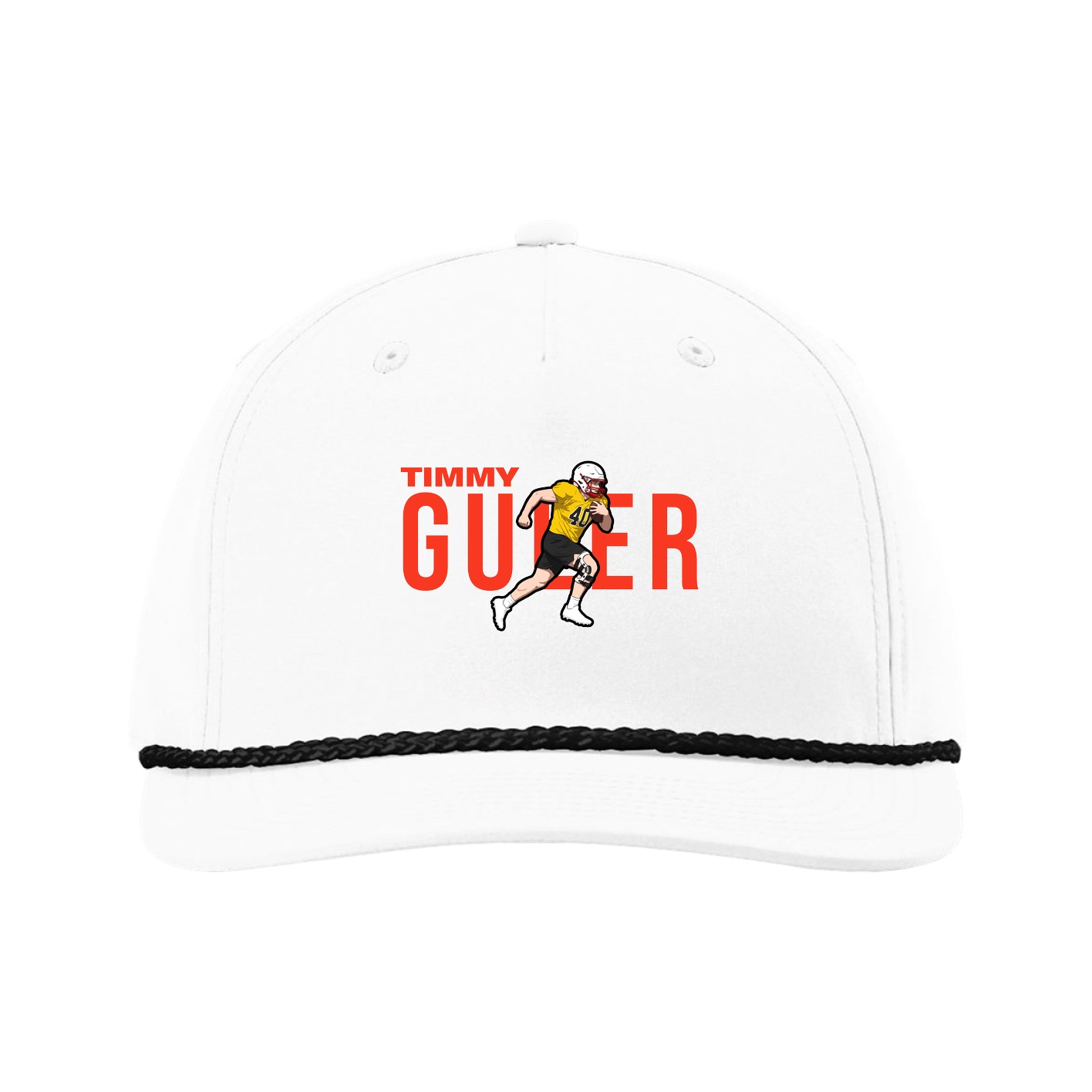 Five-Panel Classic Rope Cap — Player Name in White