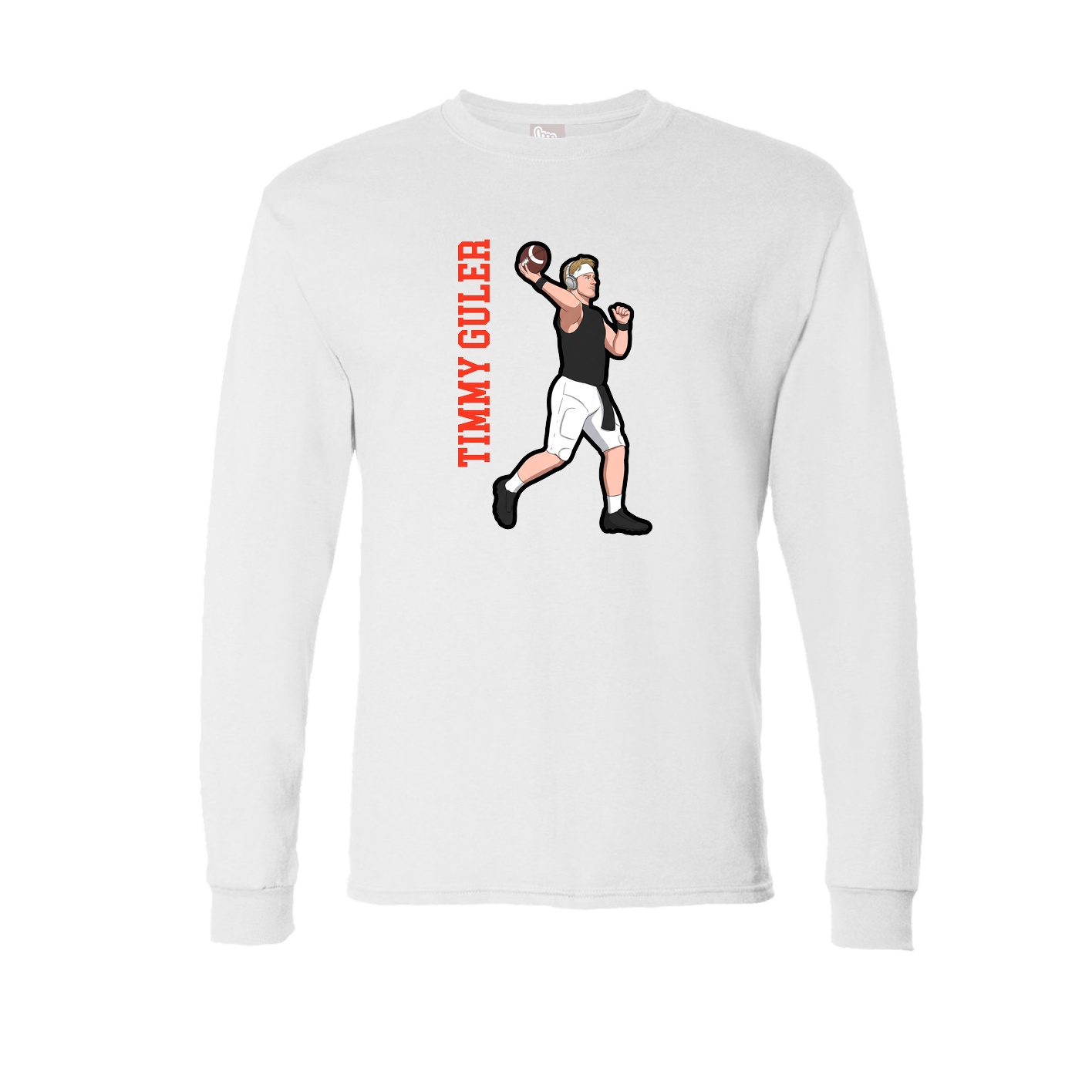Long Sleeve Tee — Name Vertical in White