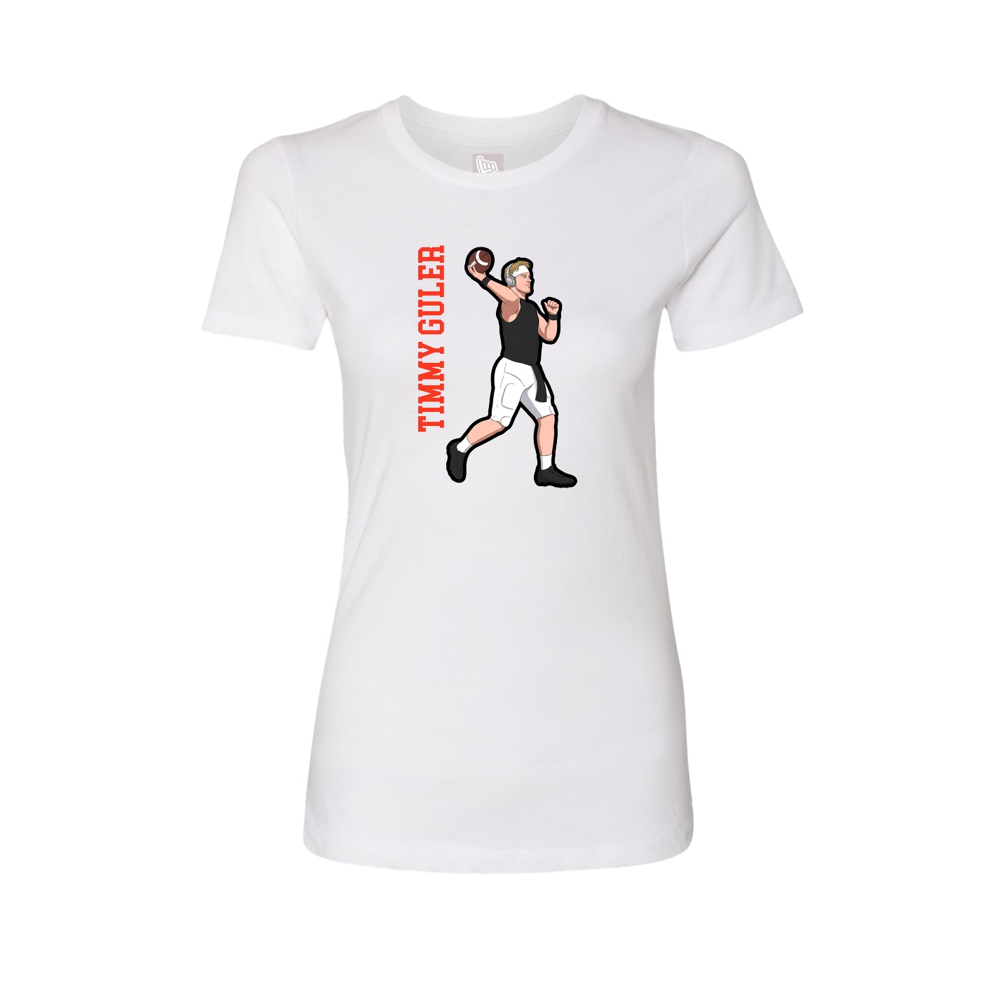 Fitted Women's Tee — Name Vertical in White