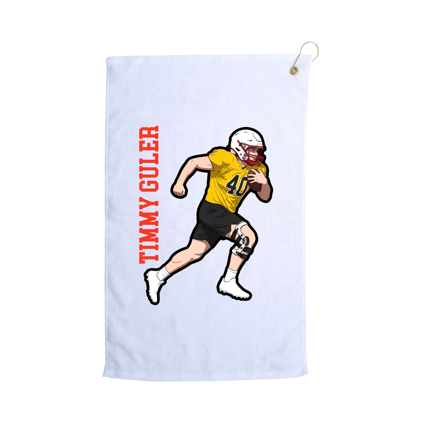 Golf Towel — Name Vertical in White