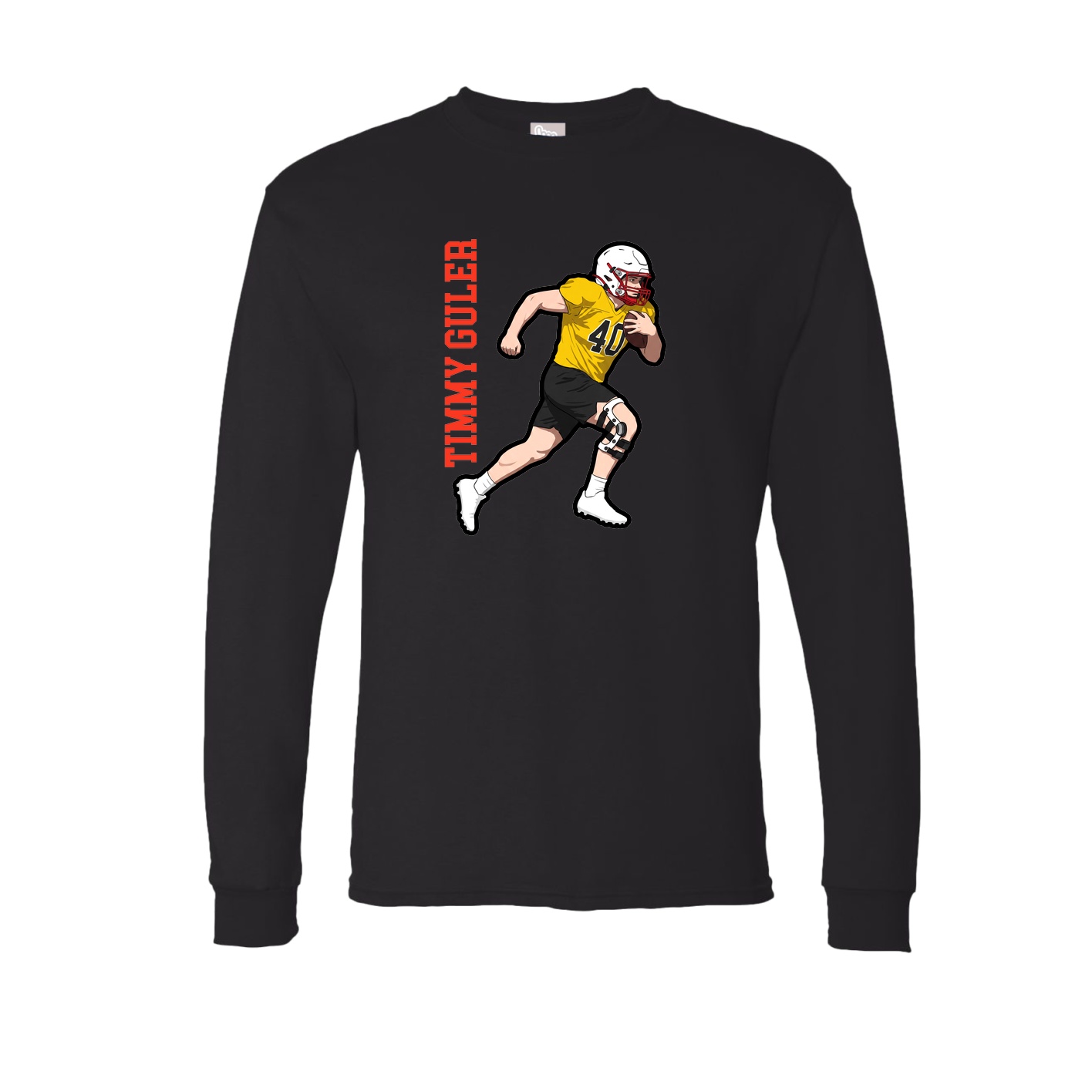 Long Sleeve Tee — Name Vertical in Black