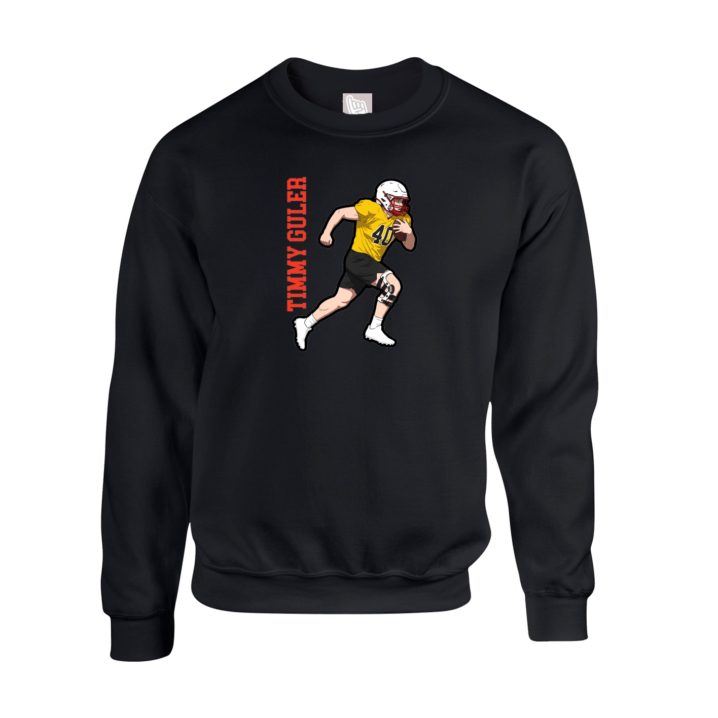 Fleece Crew — Name Vertical in Black