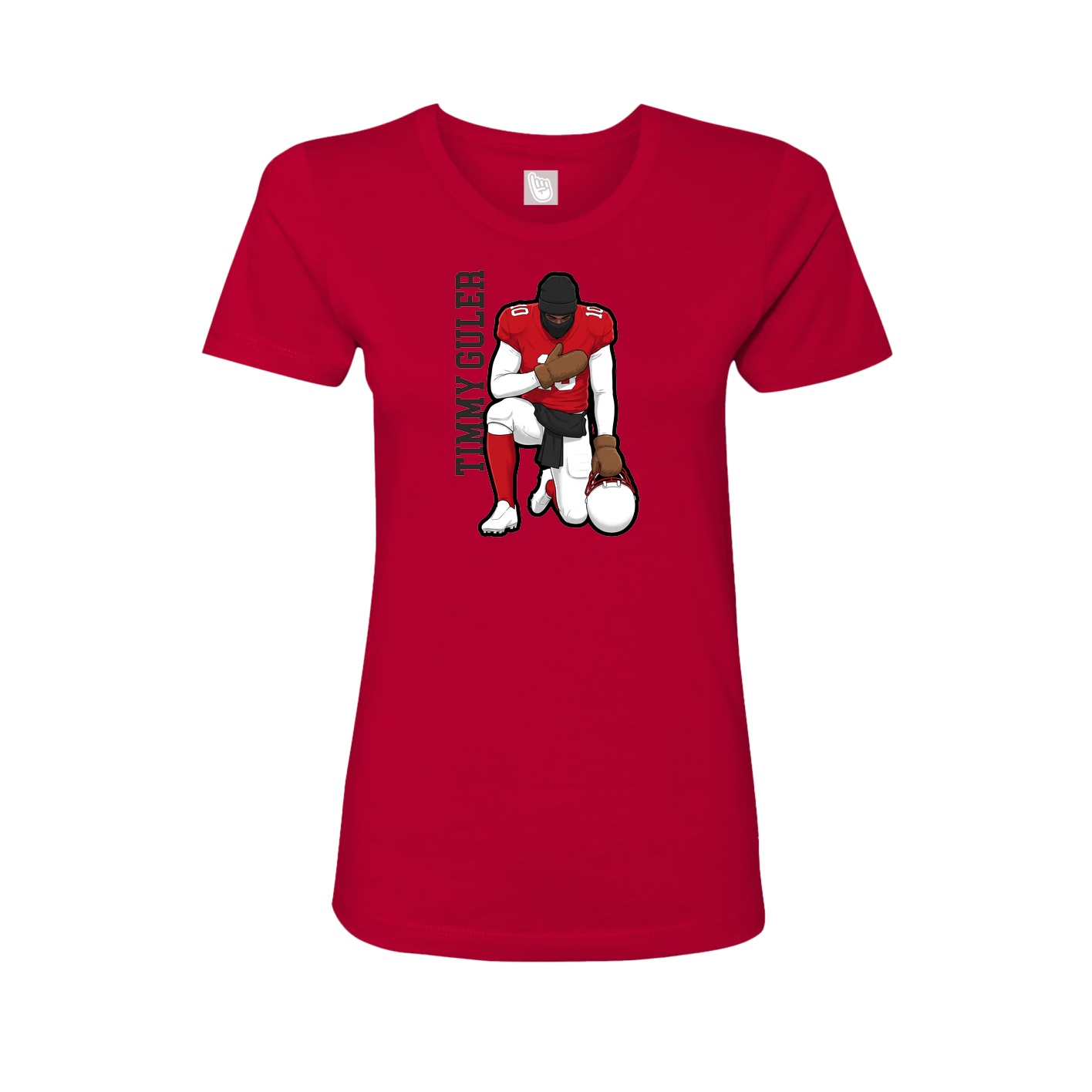 Fitted Women's Tee — Name Vertical in Red