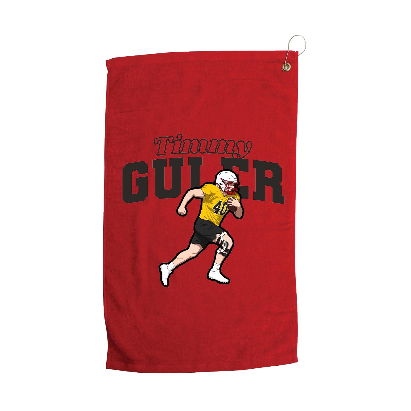 Golf Towel — Name Arch in Red