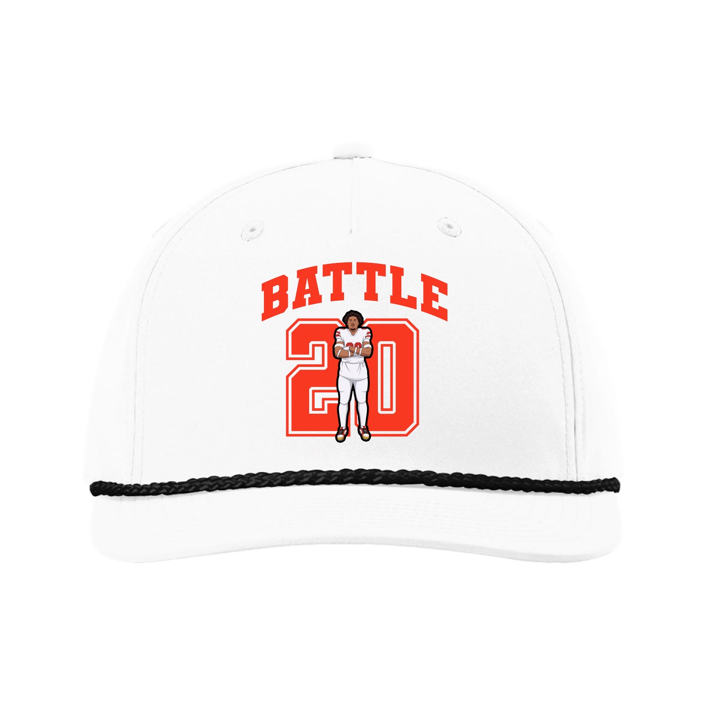 Five-Panel Classic Rope Cap — Number in White