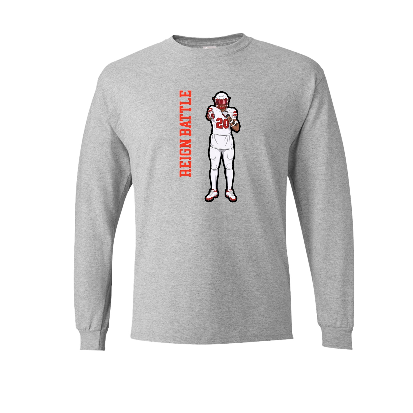 Long Sleeve Tee — Name Vertical in Grey